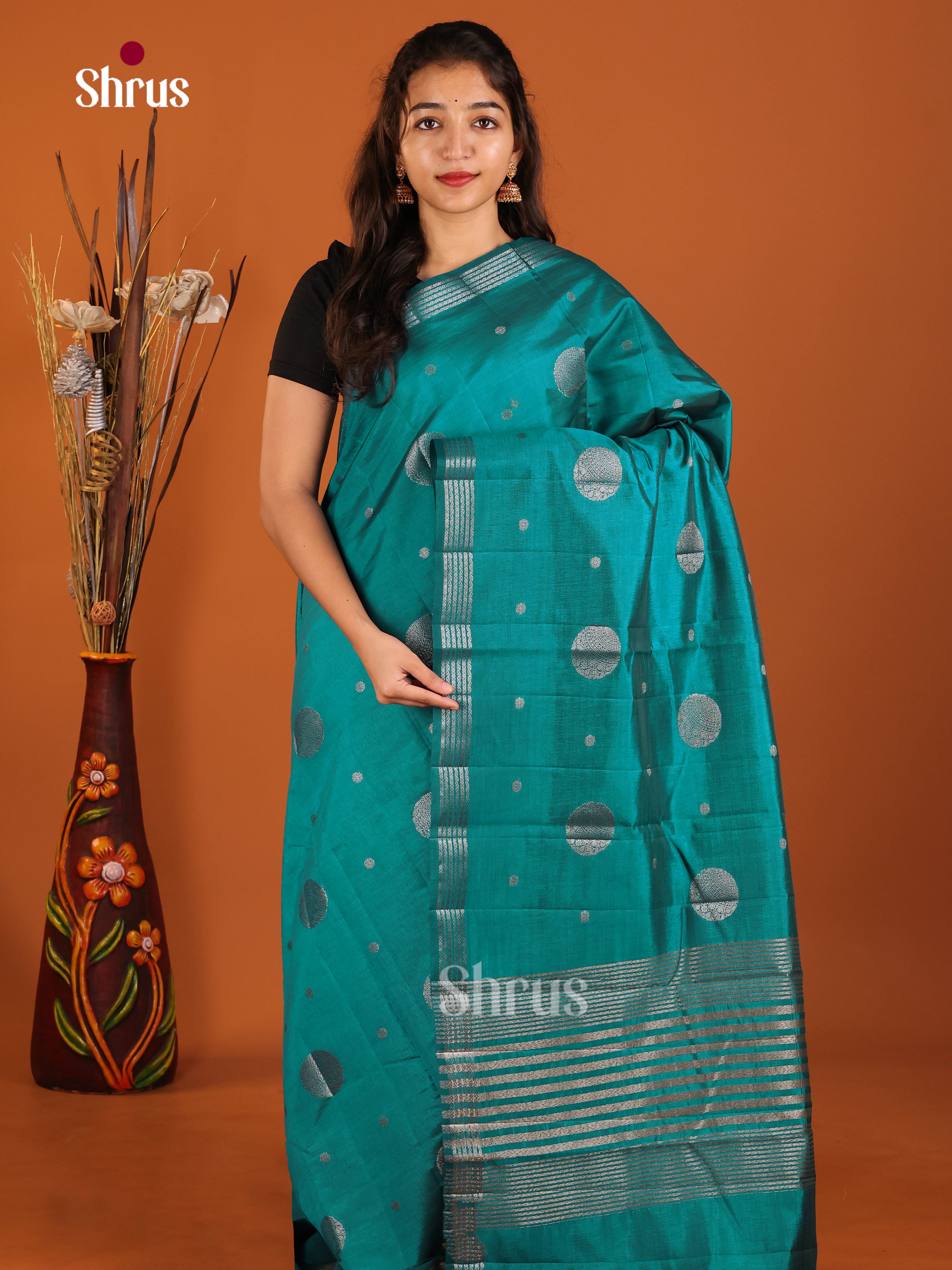 Green - Semi Rawsilk Saree