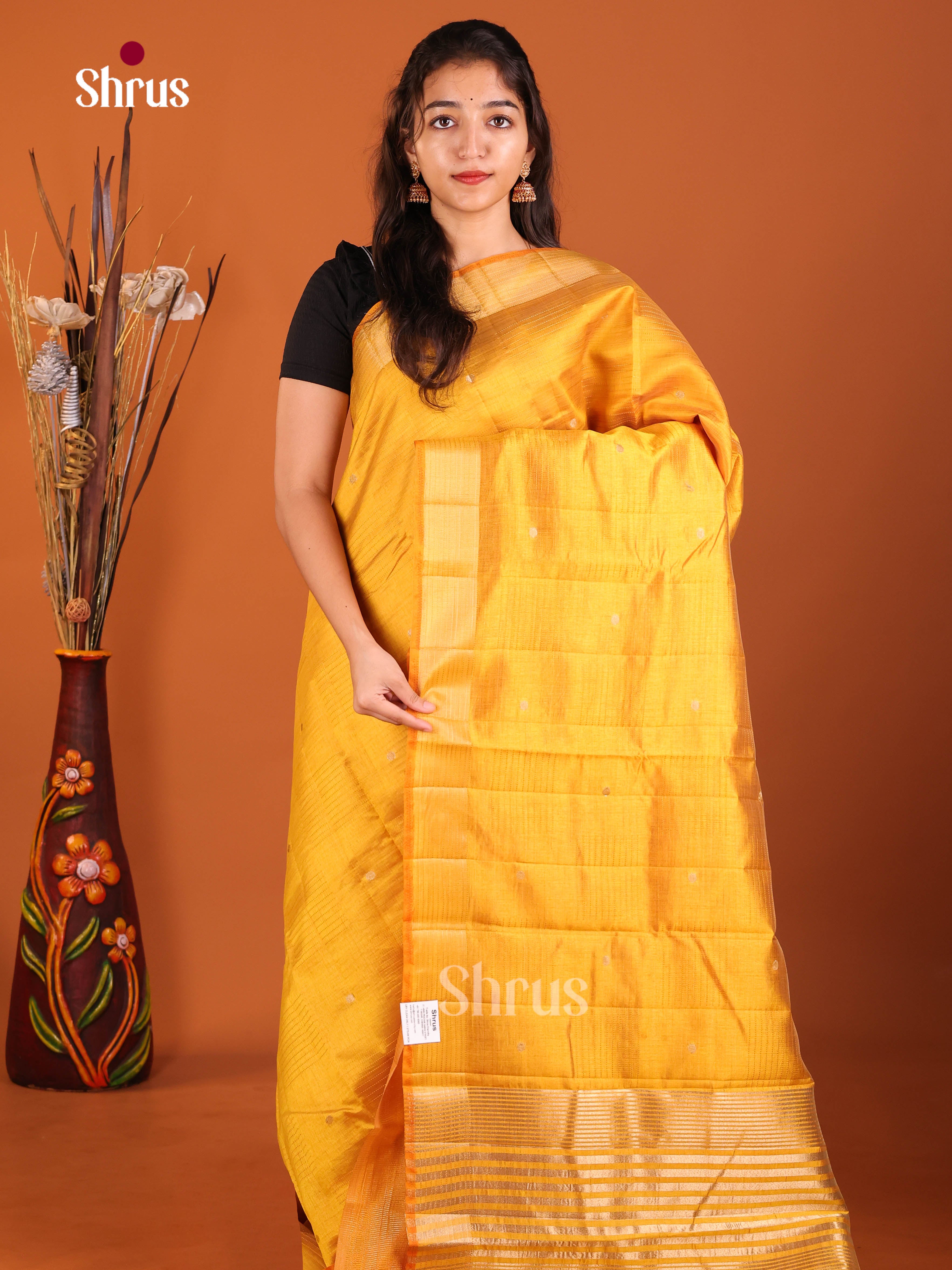 Mustard - Semi Rawsilk Saree