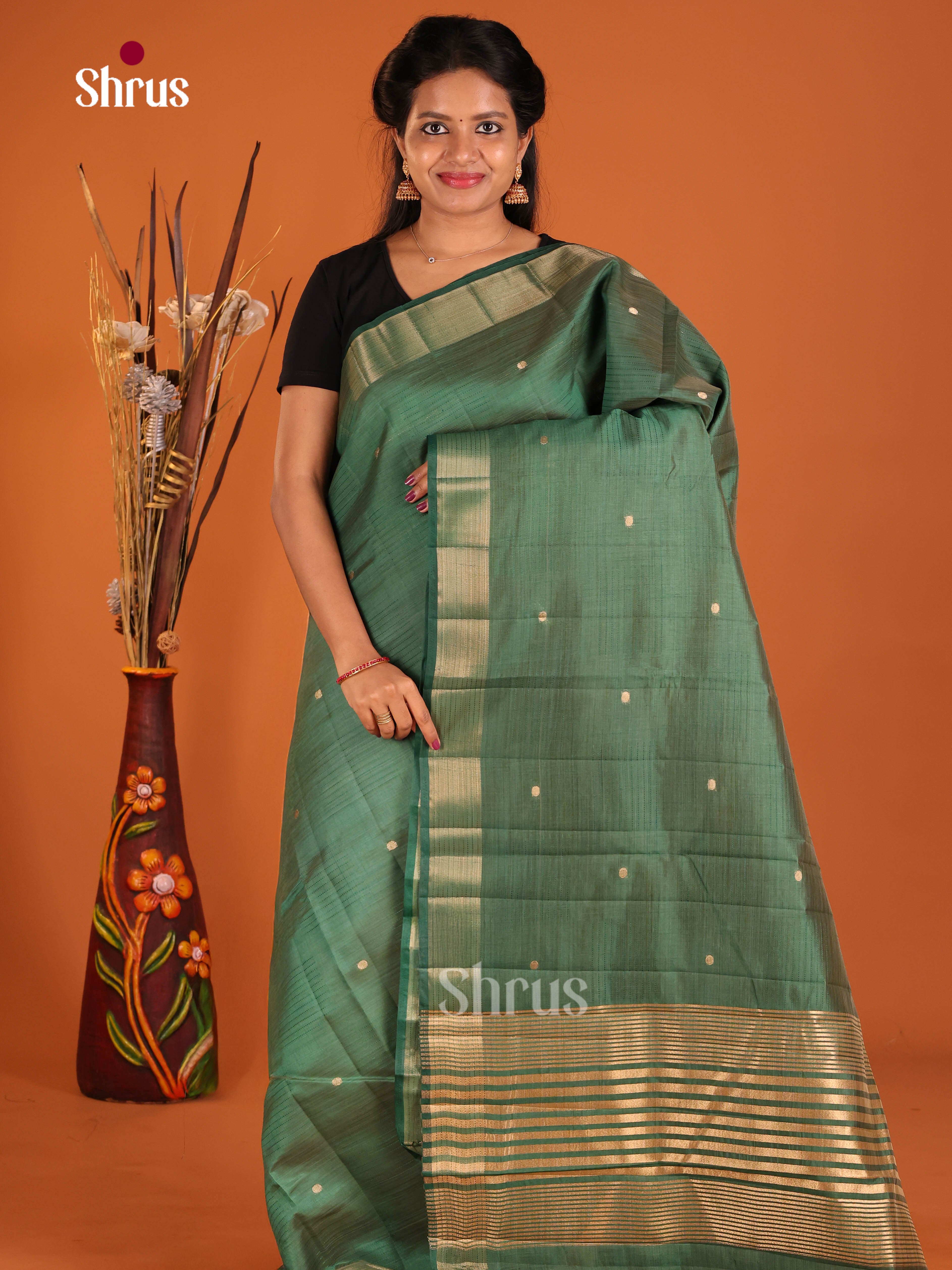 Green- Semi Rawsilk Saree