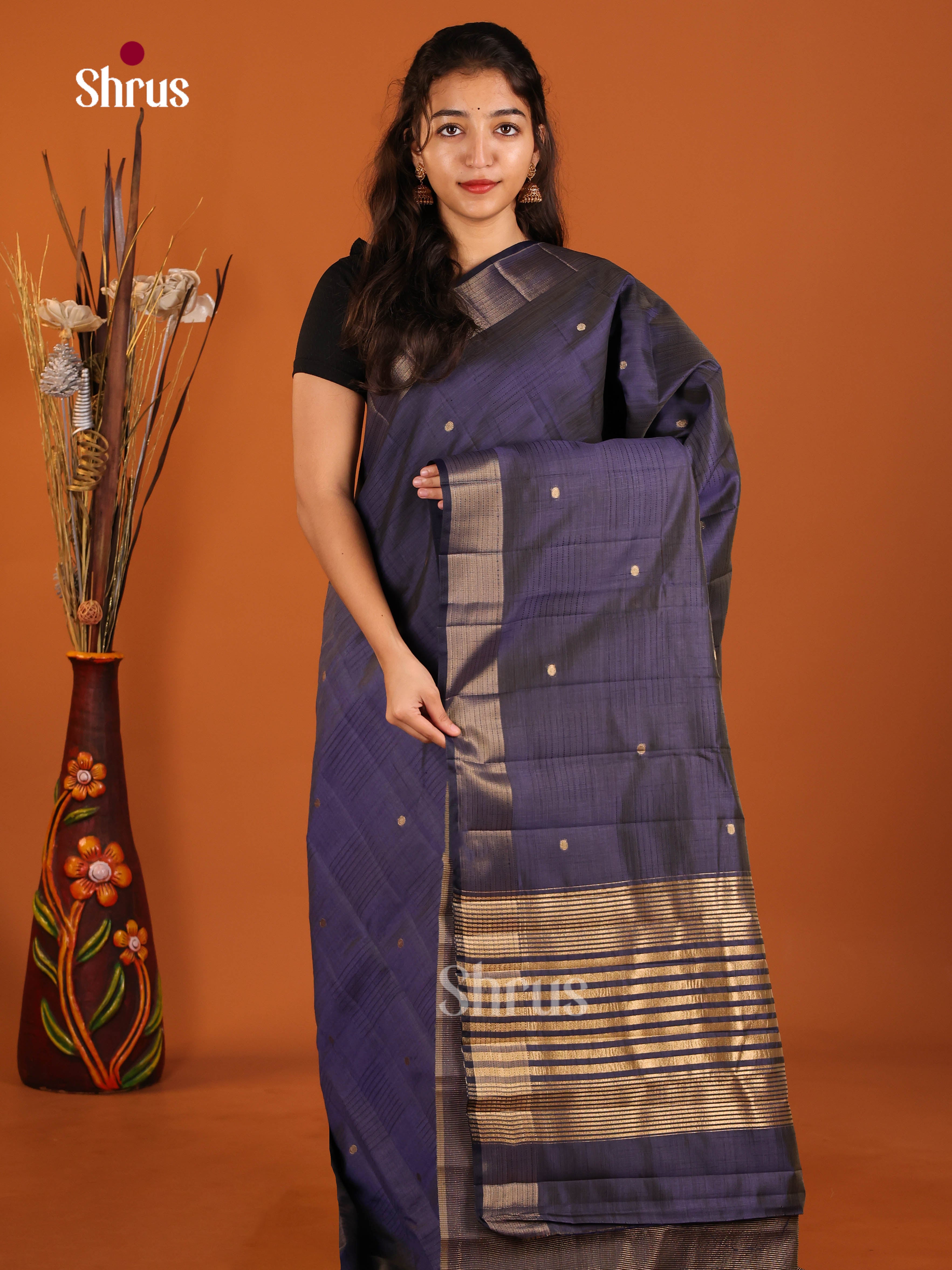 Blue - Semi Rawsilk Saree