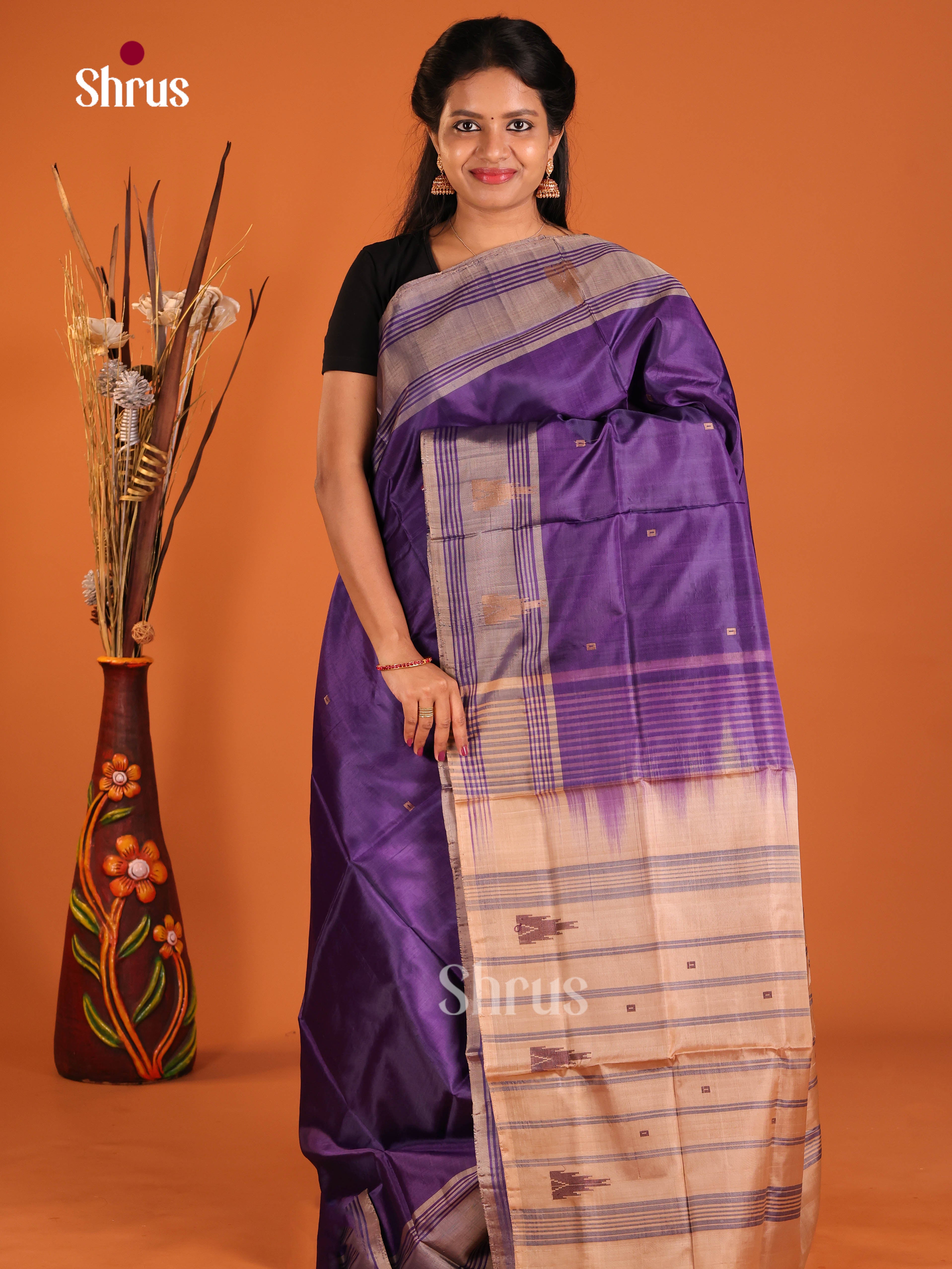 Violet & Grey - Banana Pith without blouse Saree