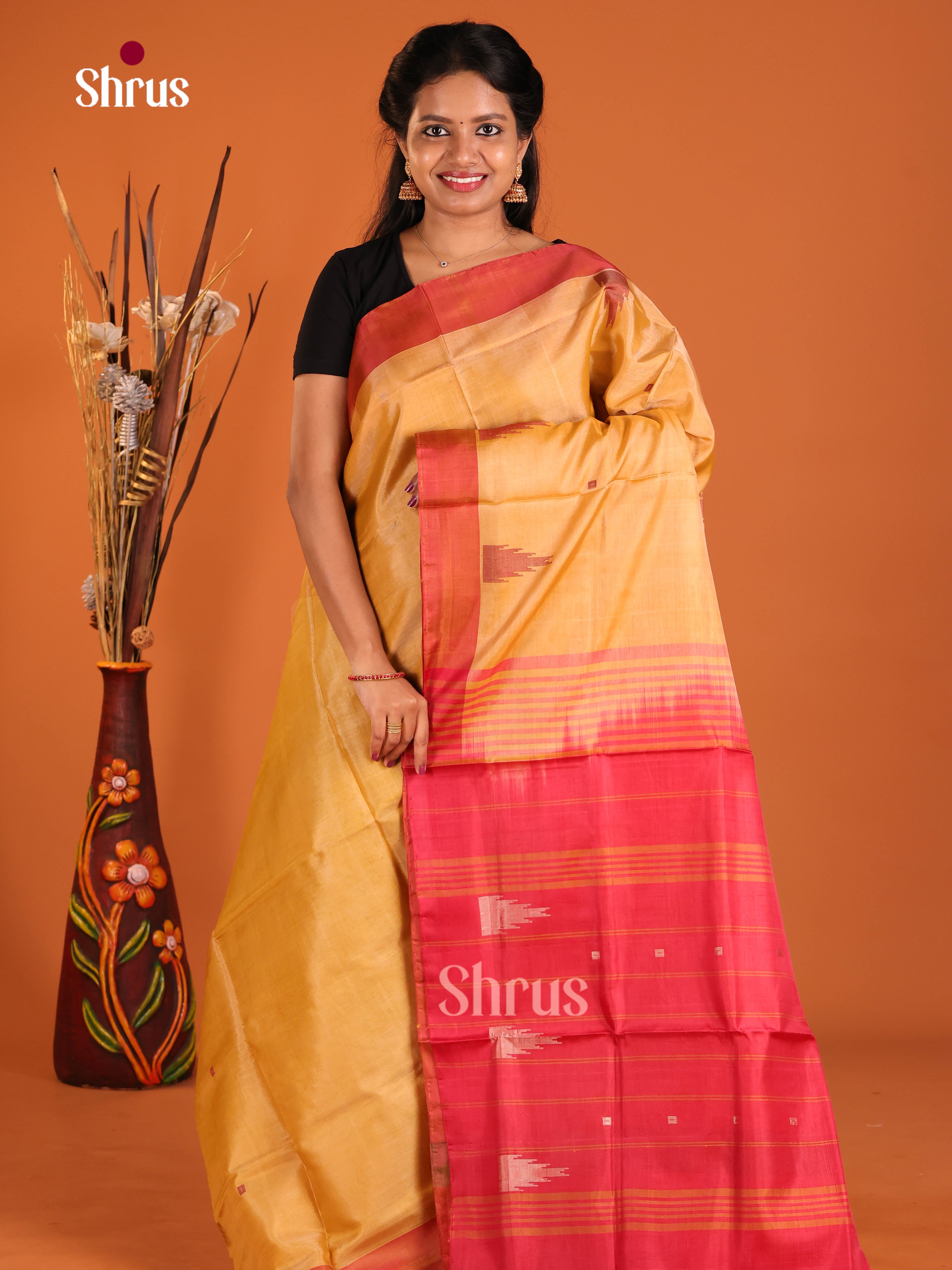 DIS30610 - Banana Pith without blouse Saree - Shop on Shrus.com