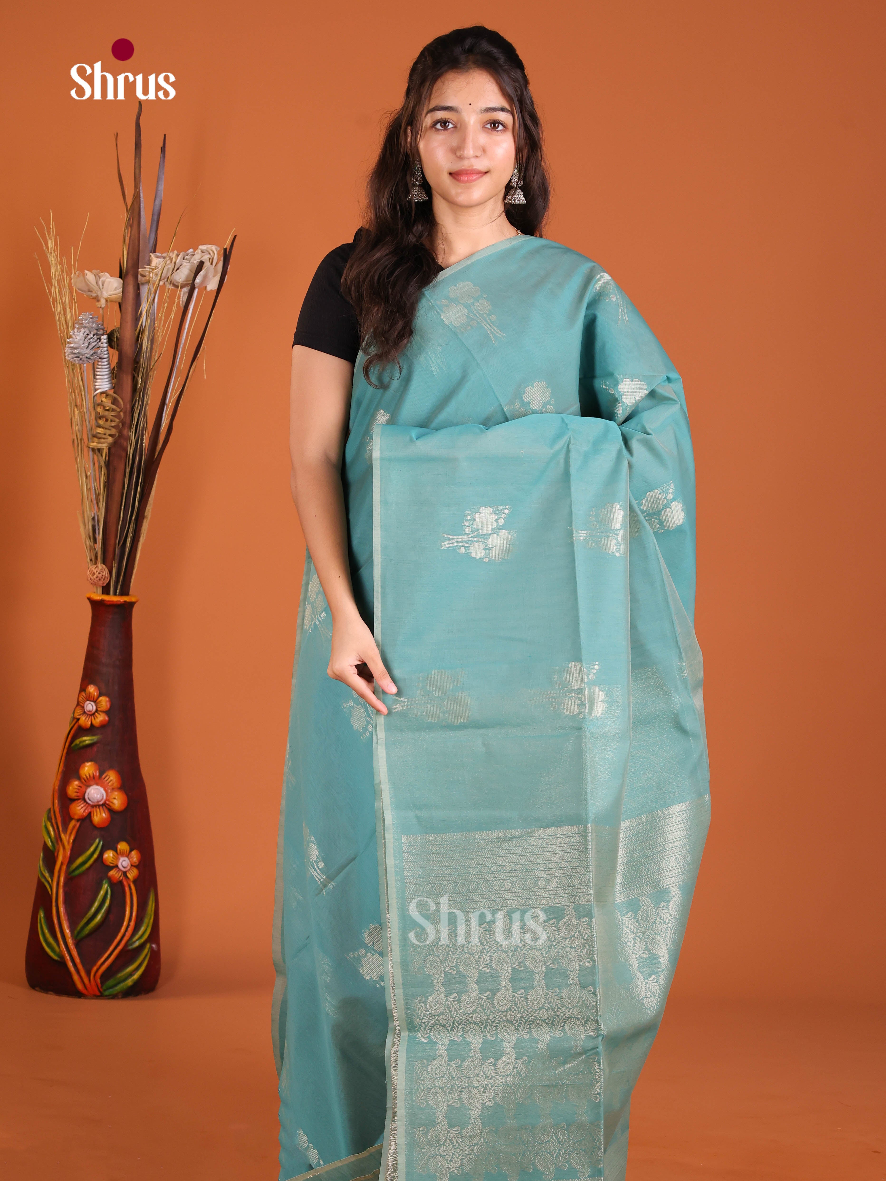 DJS03073 - Semi Silkcotton Saree - Shop on Shrus.com