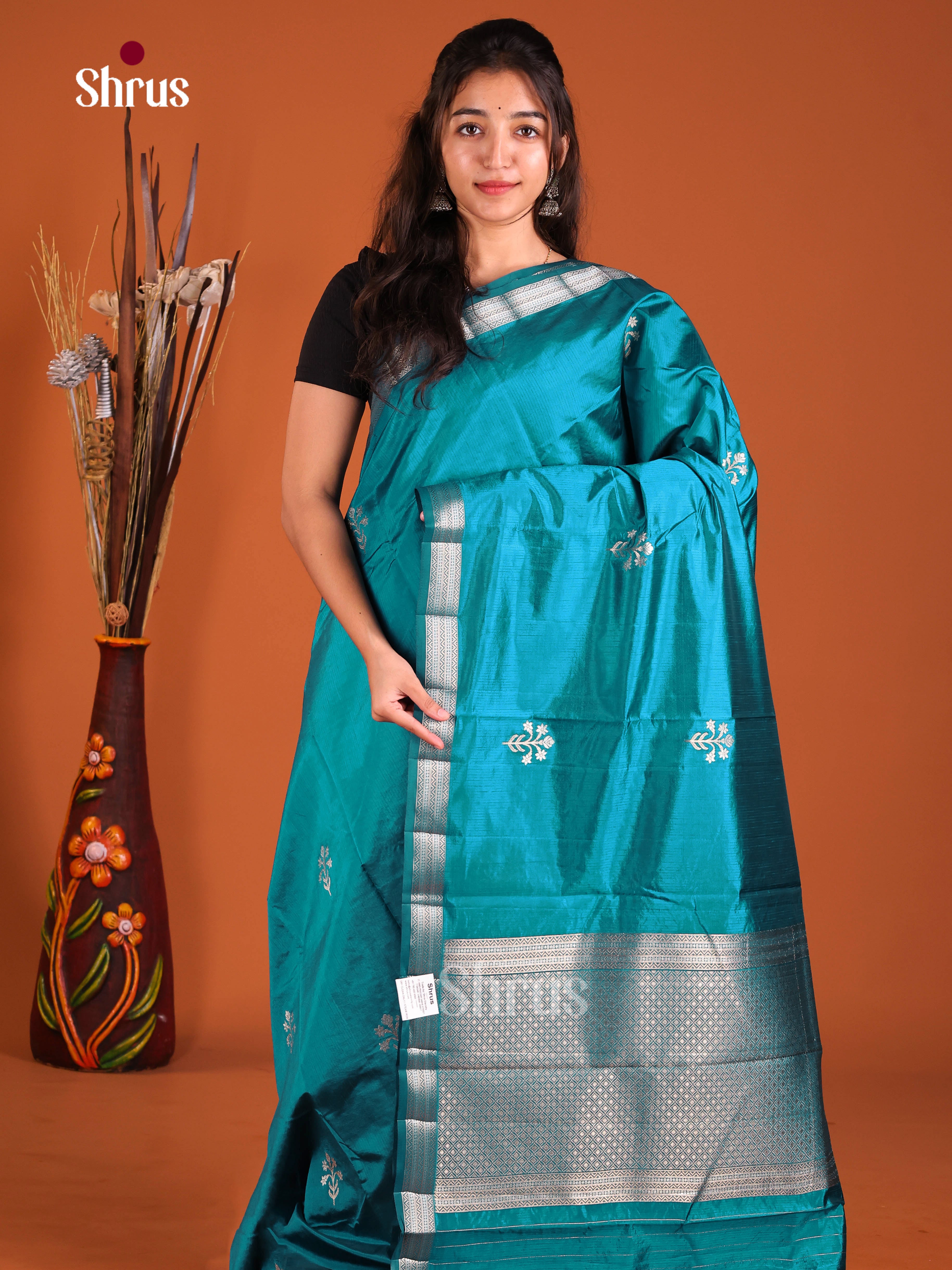 Blue - Semi Rawsilk Saree