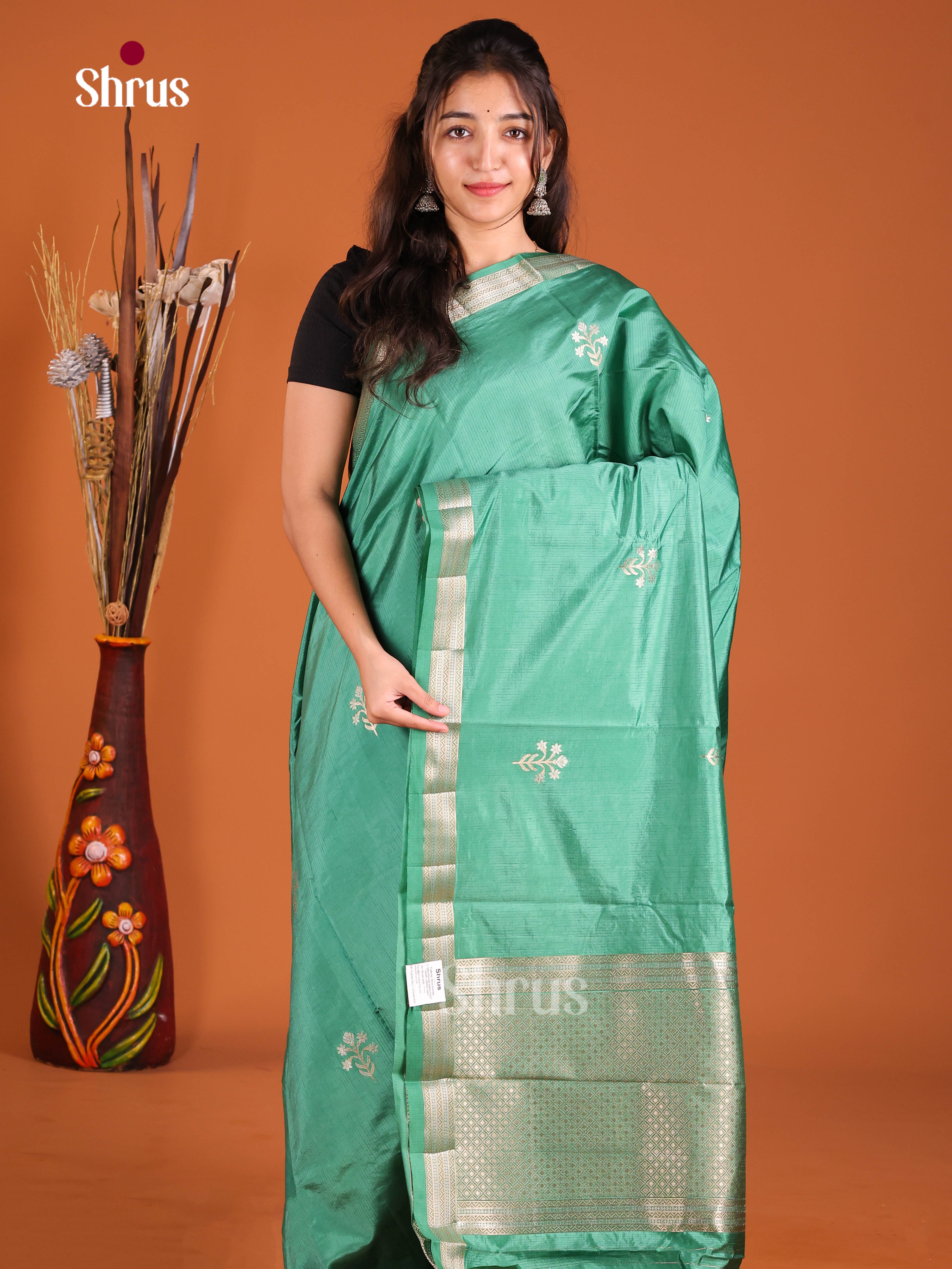 Green - Semi Rawsilk Saree