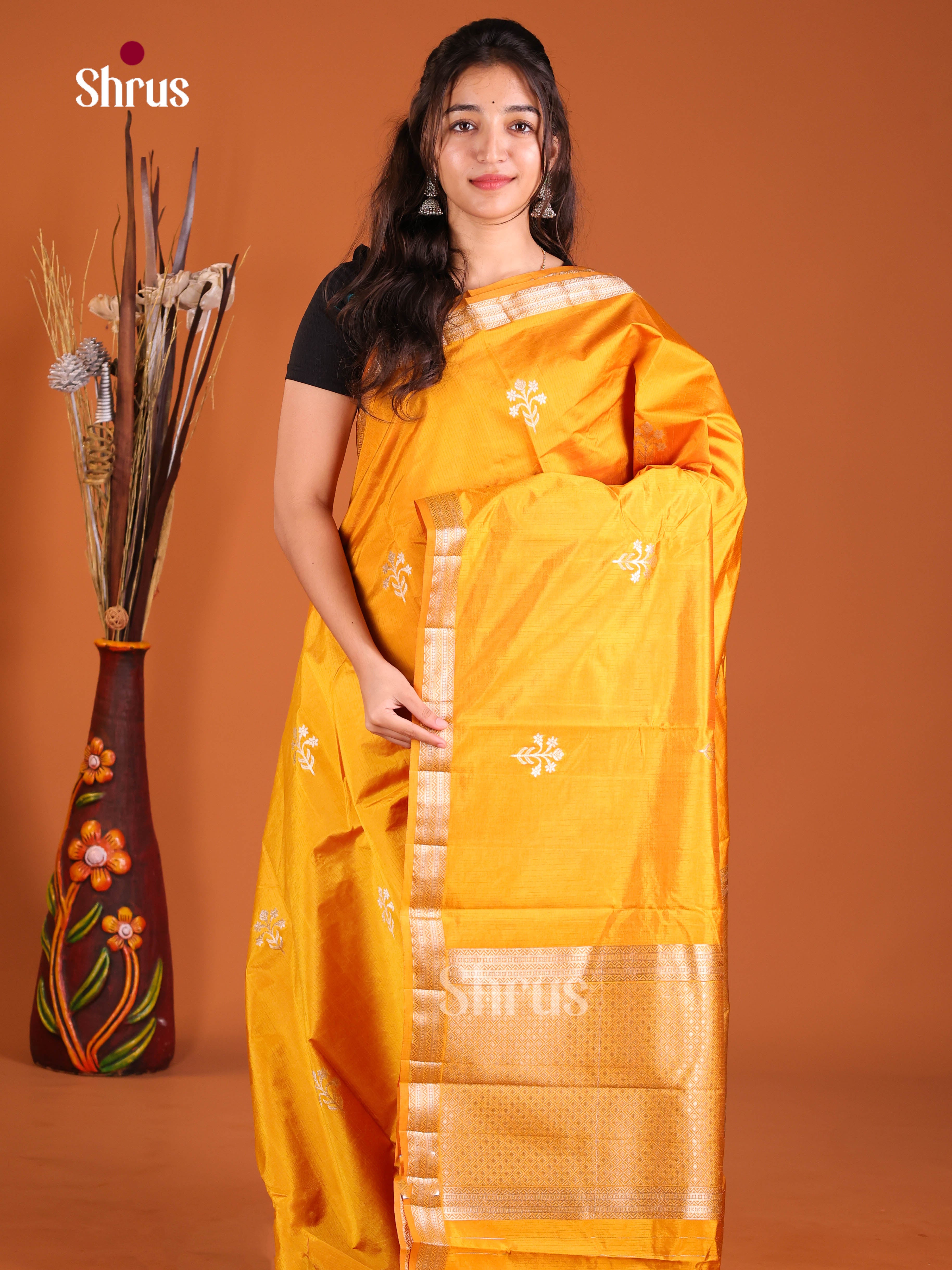 Mustard - Semi Rawsilk Saree