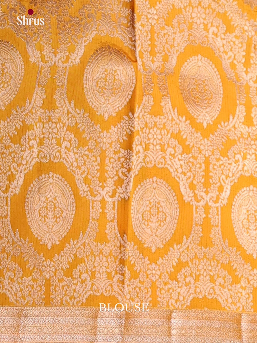 Yellow - Semi Rawsilk Saree