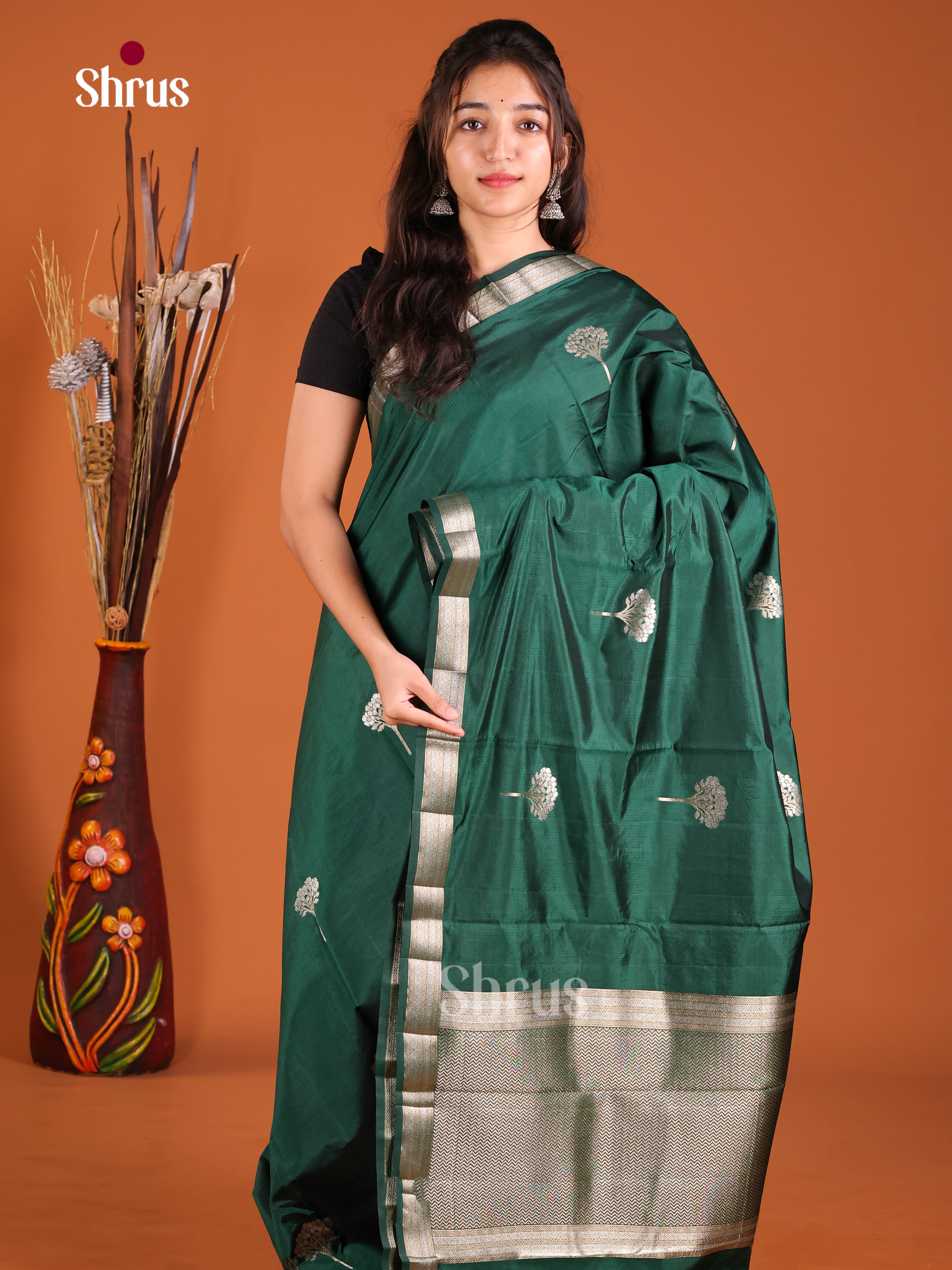 Green - Semi Rawsilk Saree