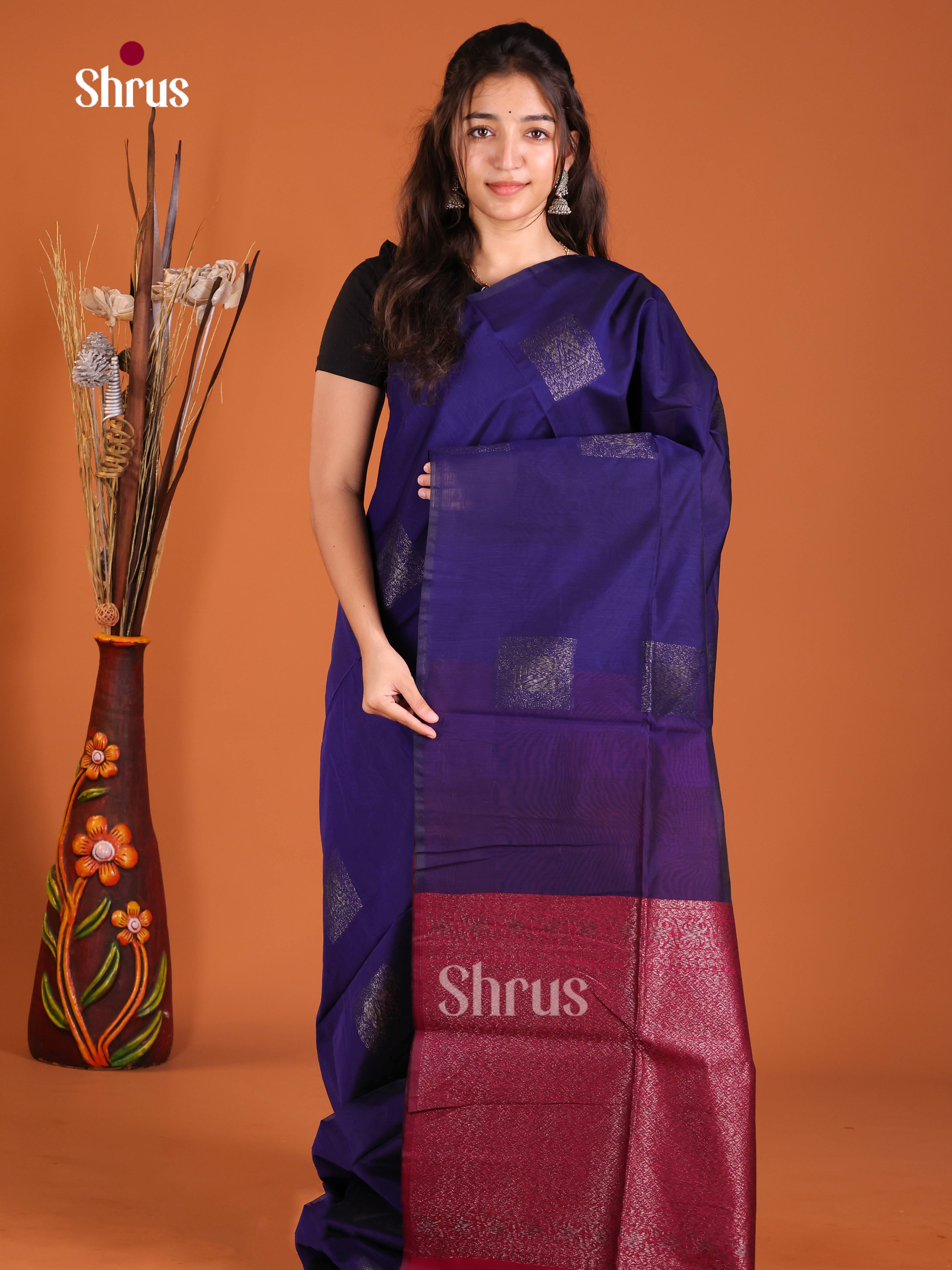 DJS06008 - Semi Silkcotton Saree - Shop on Shrus.com