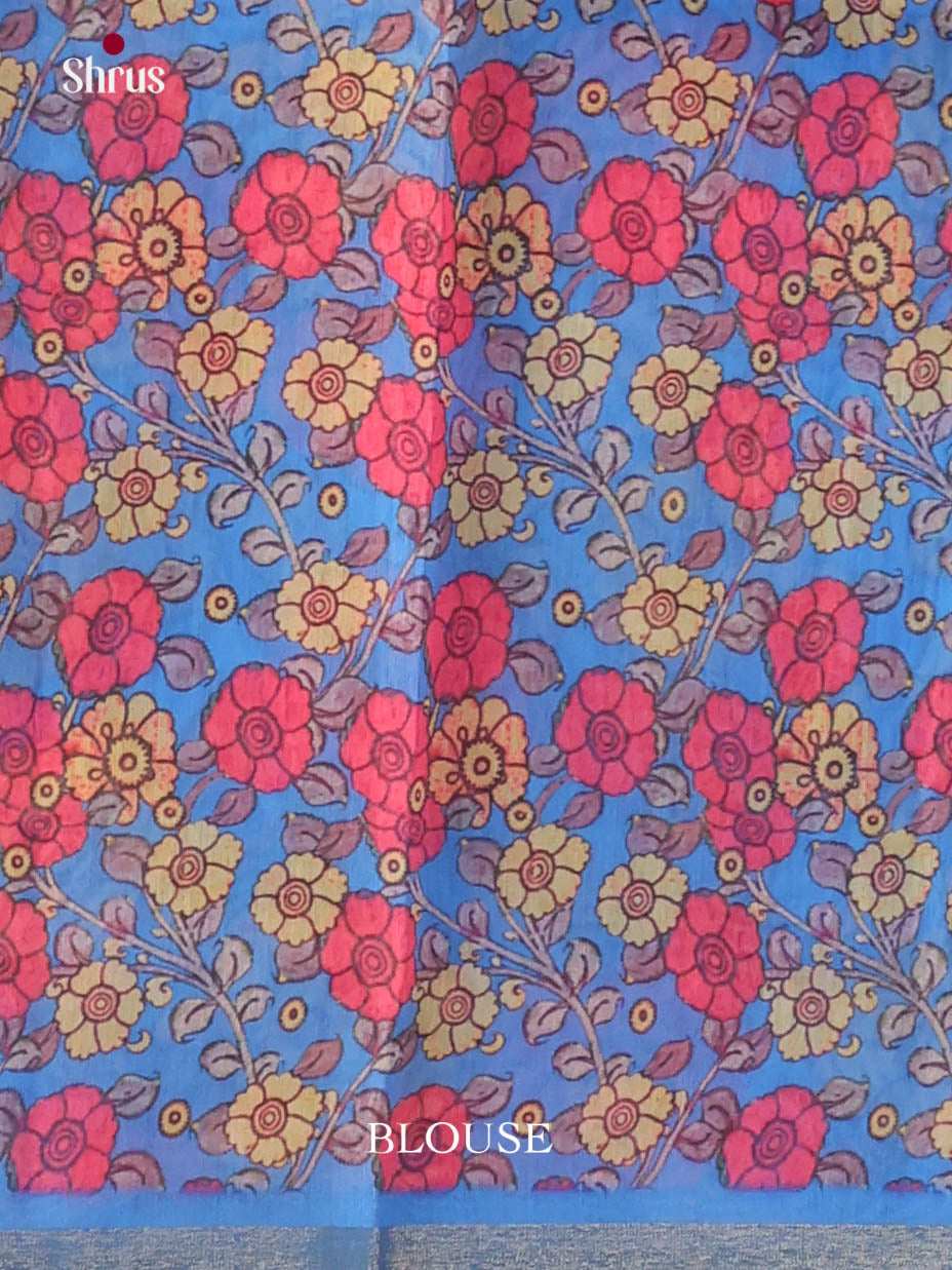 Pink & Blue- Linen Cotton Saree