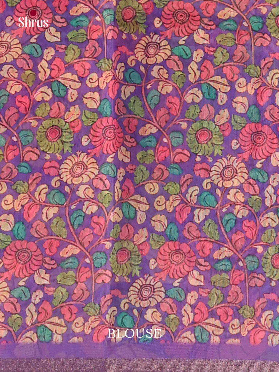 Peach & Purple - Linen Cotton Saree