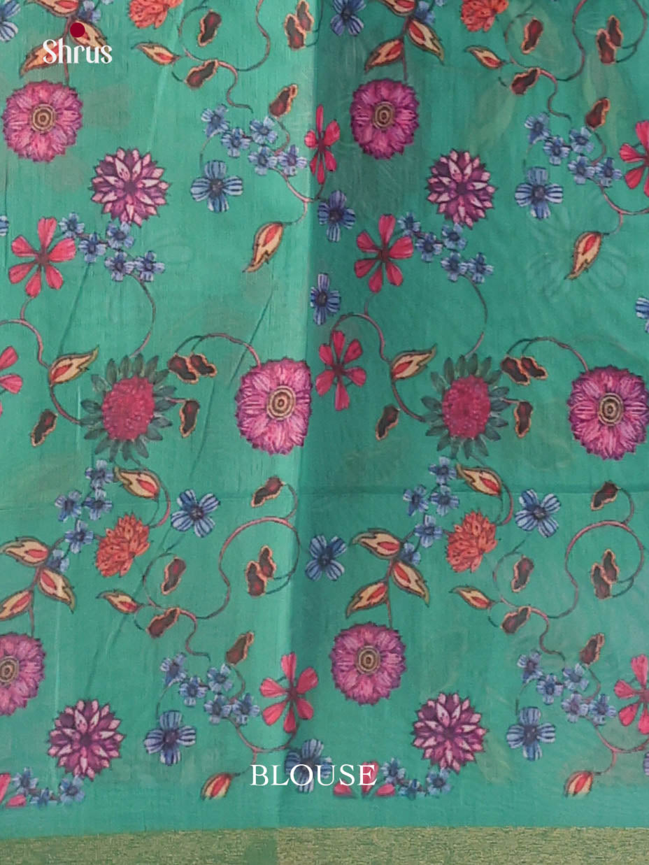 Peach & Green - Linen Cotton Saree