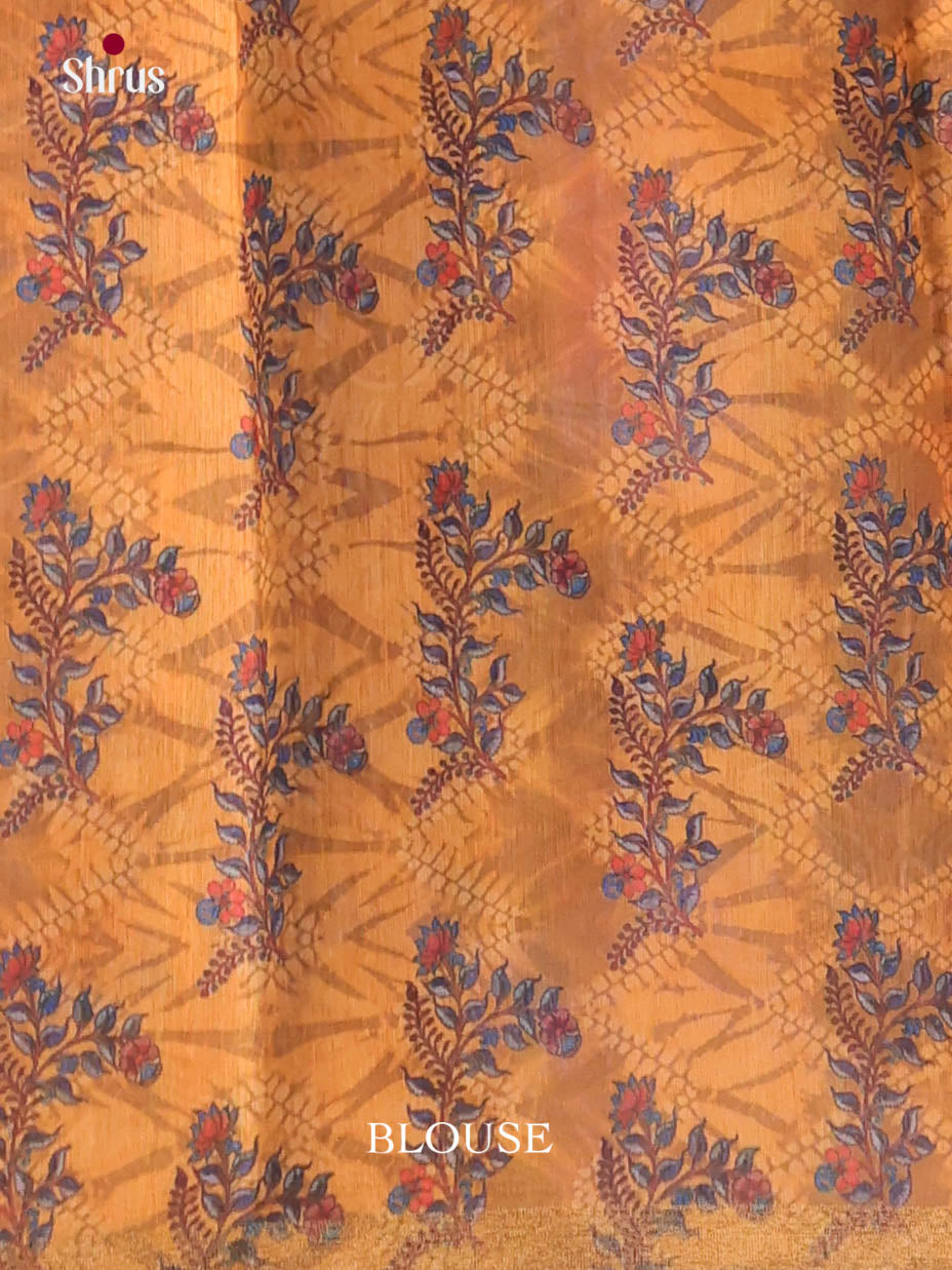 Grey & Mustard- Linen Cotton Saree