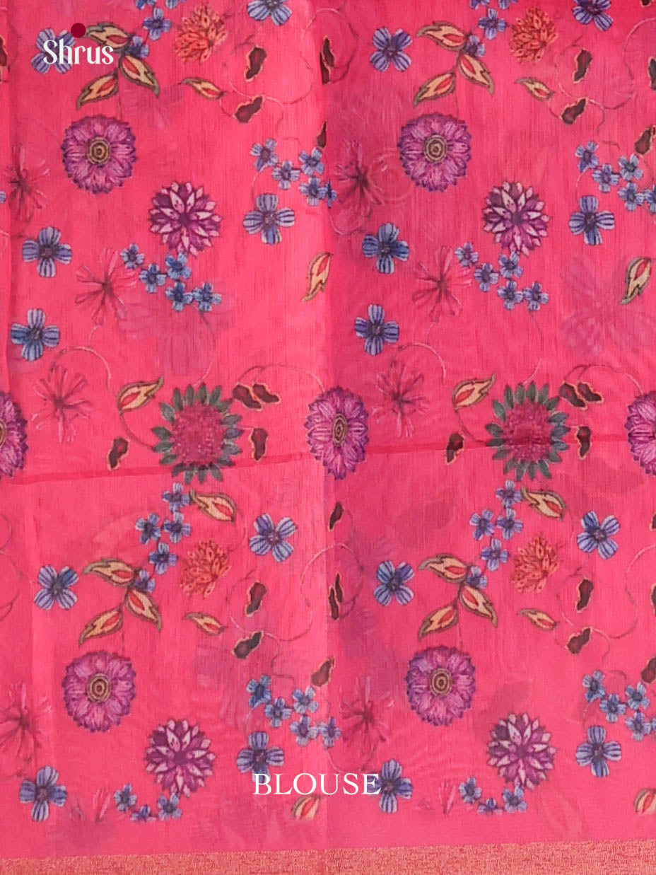 Blue & Pink - Linen Cotton Saree