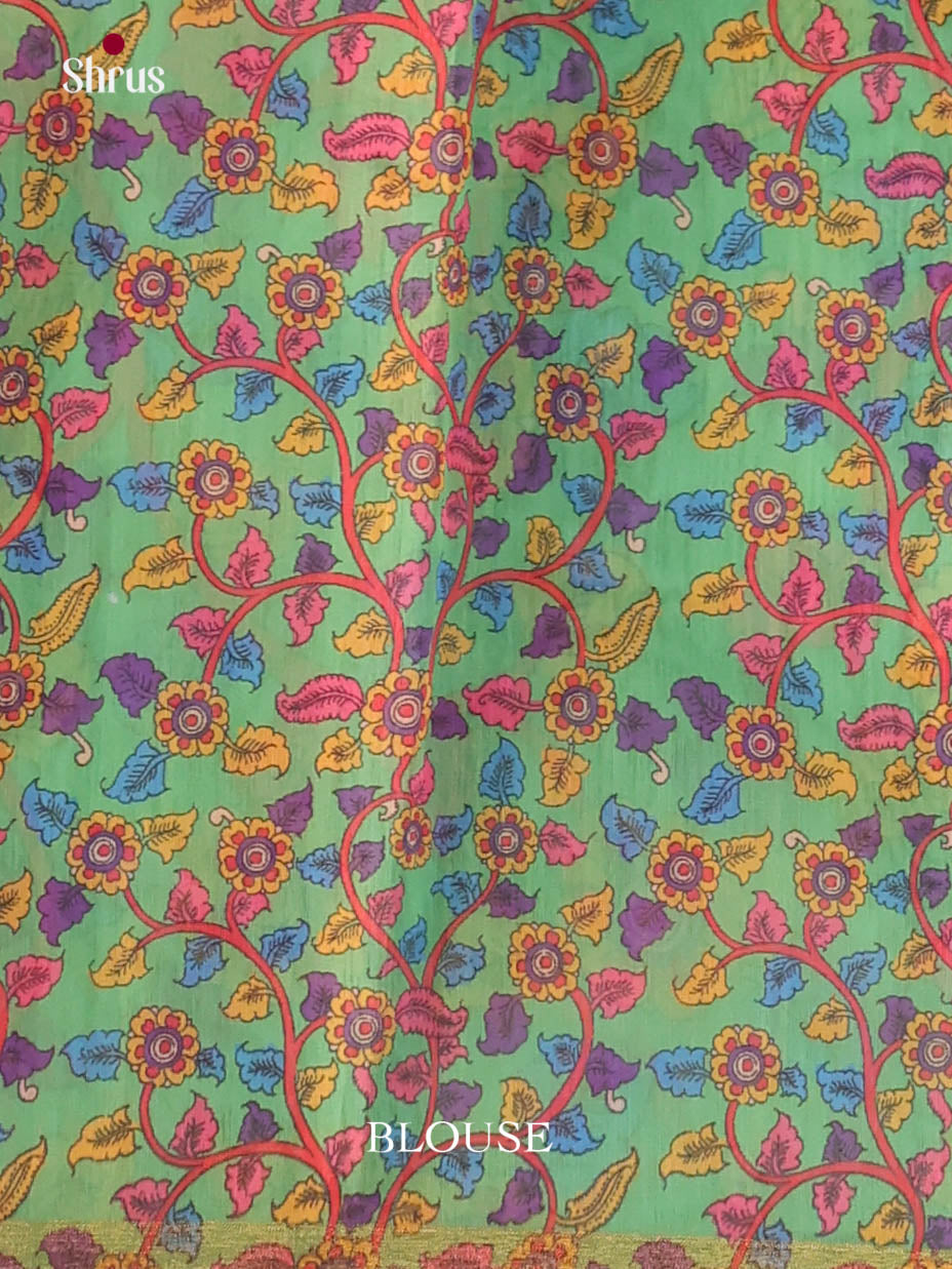 Pink & Green- Linen Cotton Saree - Shop on Shrus.com