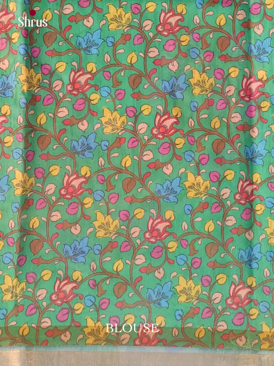 Purple & Green - Linen Cotton Saree - Shop on Shrus.com