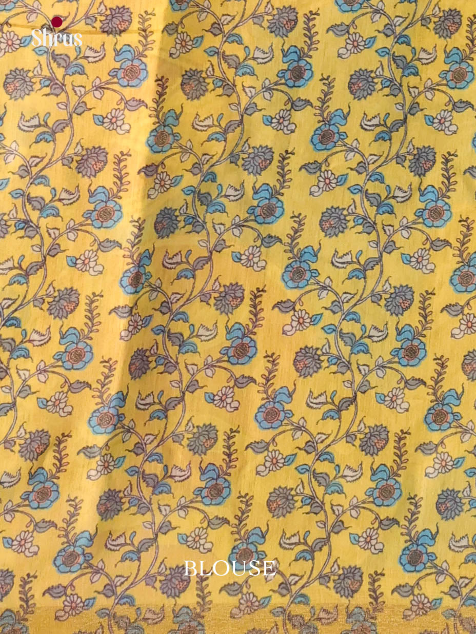Blue & Yellow- Linen Cotton Saree