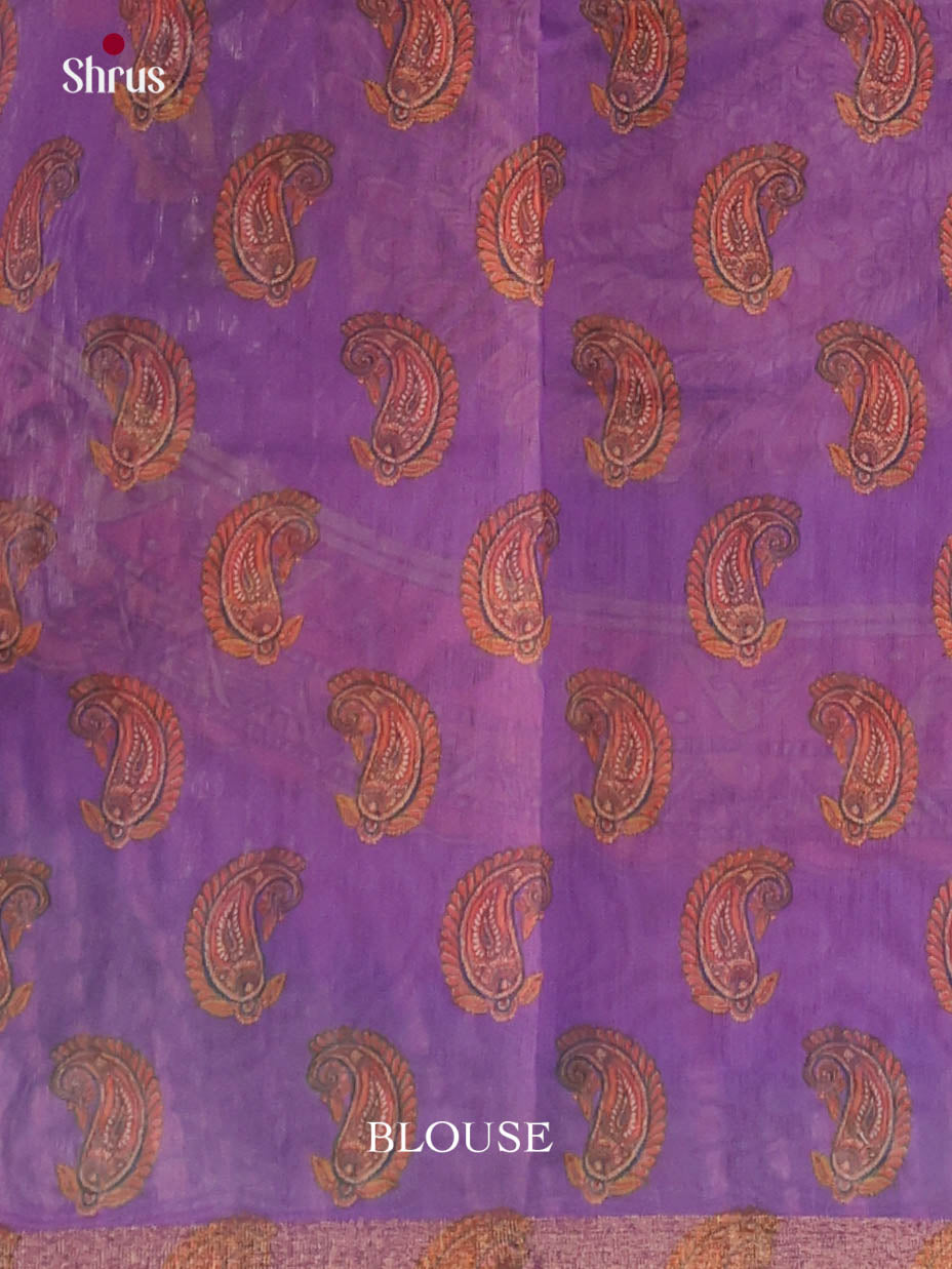 Green & Purple - Linen Cotton Saree - Shop on Shrus.com