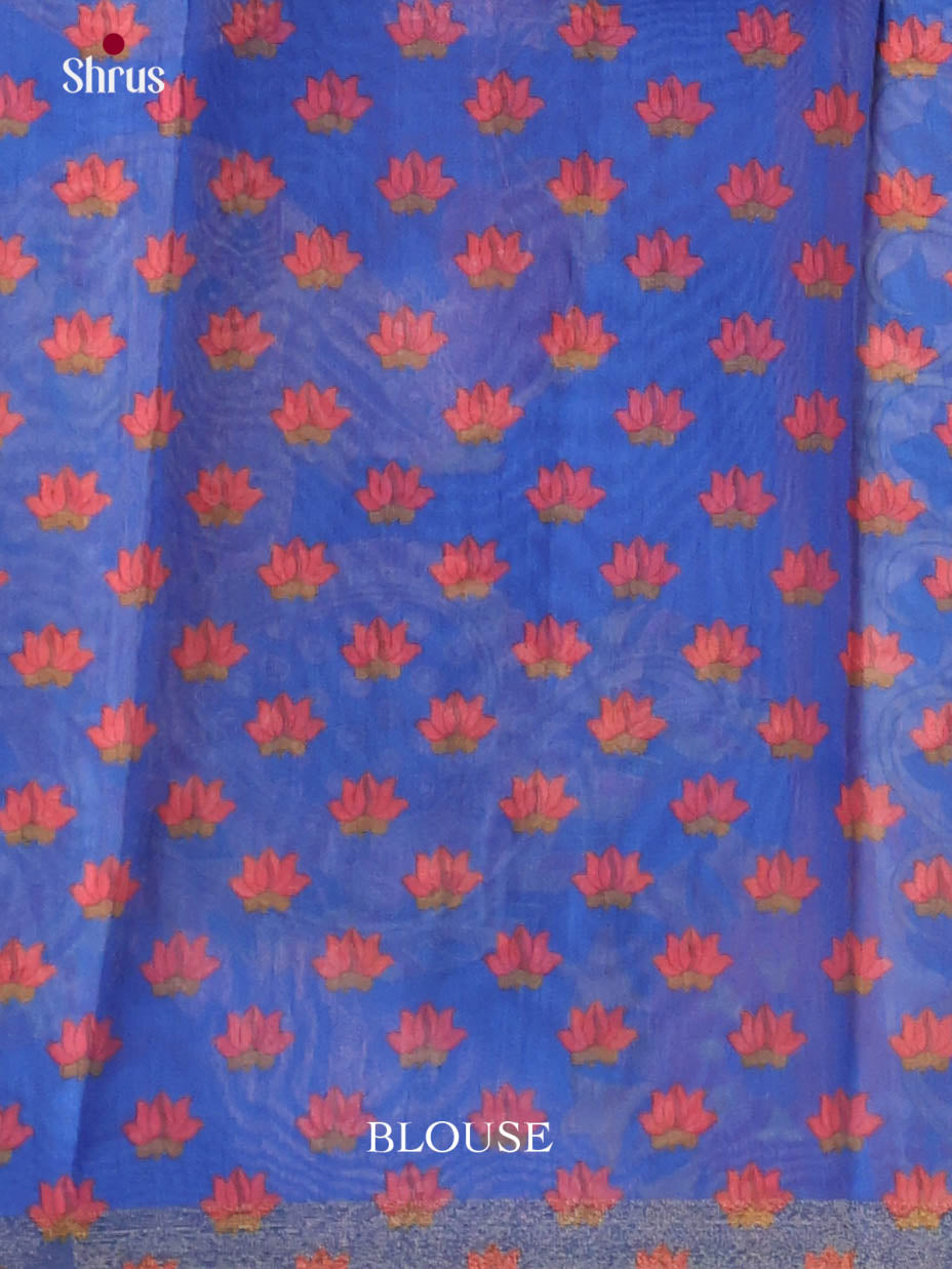 Pink & Blue- Linen Cotton Saree