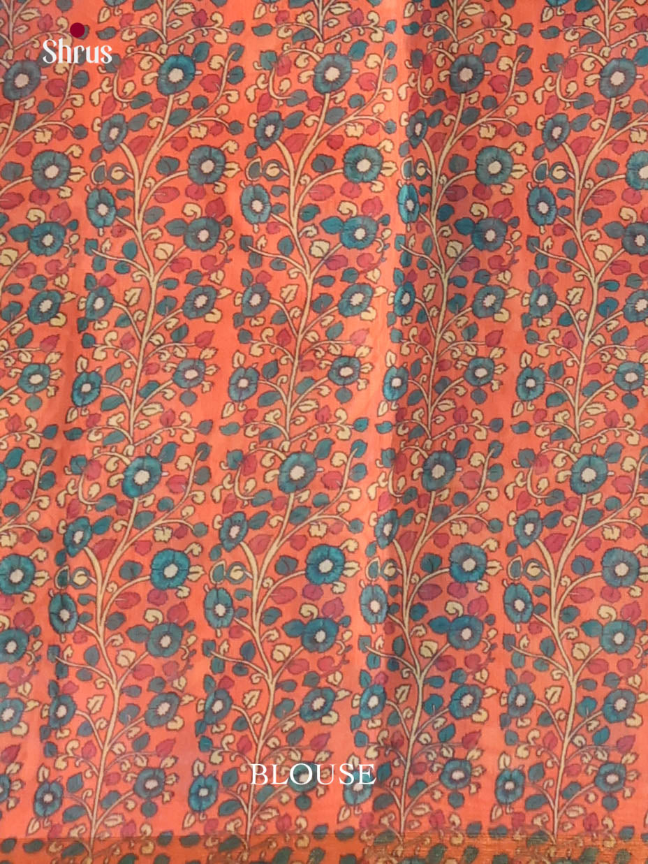 Green & Orange - Linen Cotton Saree