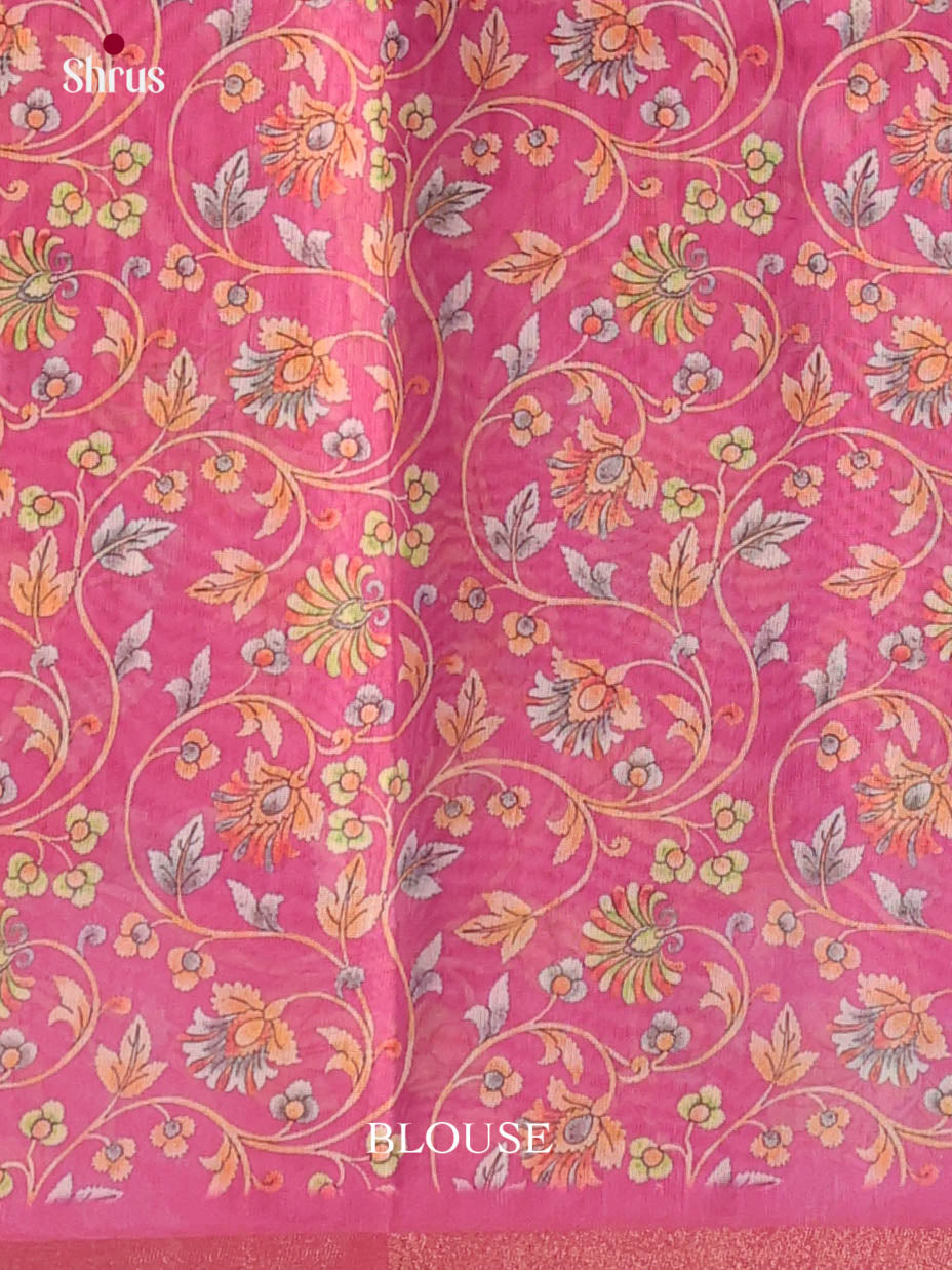 Light Green & Pink - Linen Cotton Saree