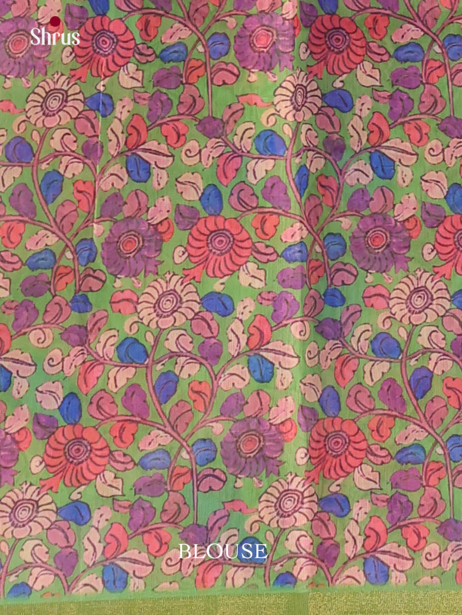 Pink & Green - Linen Cotton Saree - Shop on Shrus.com