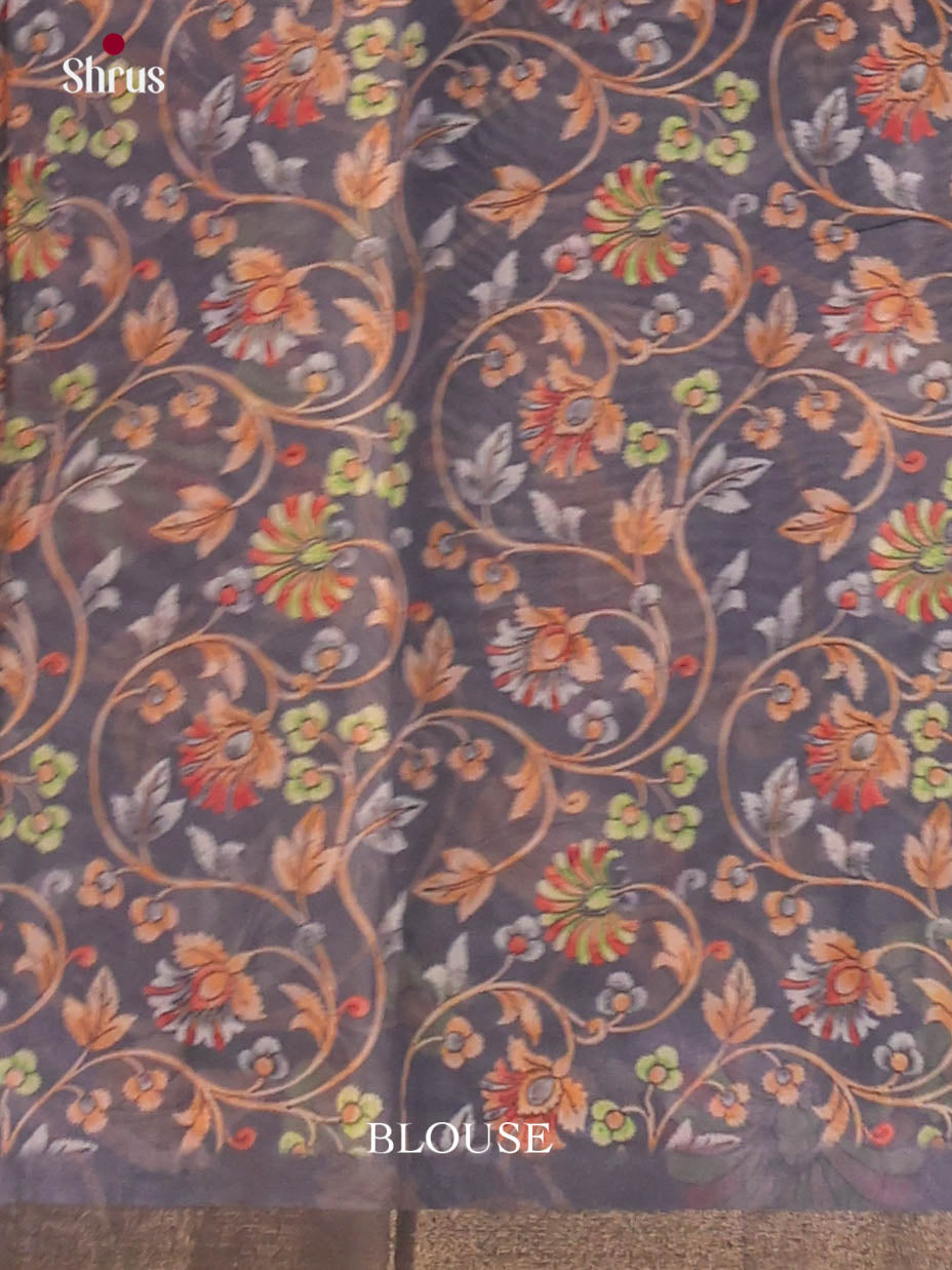 Blue & Grey - Linen Cotton Saree