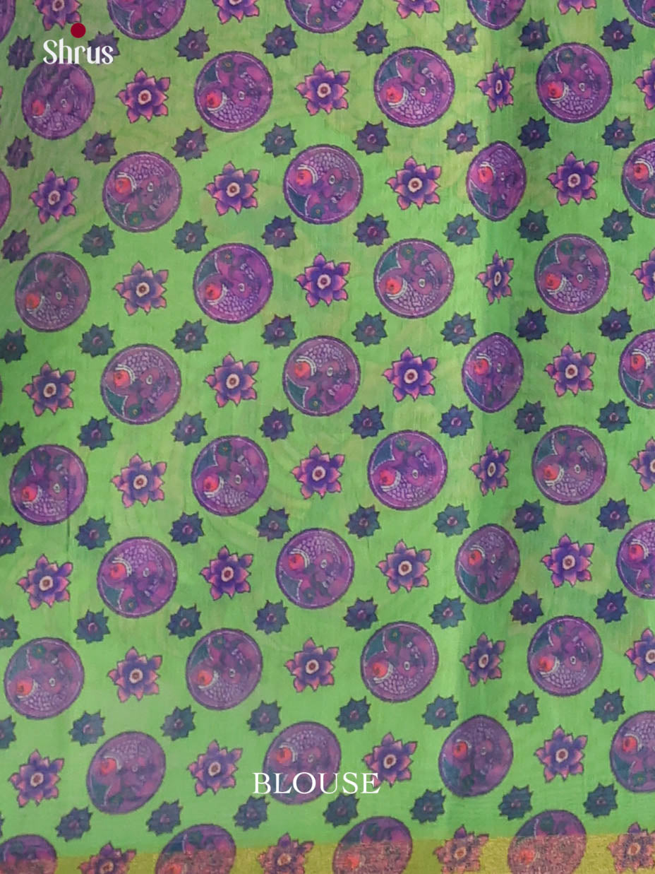 Purple & Green - Linen Cotton Saree