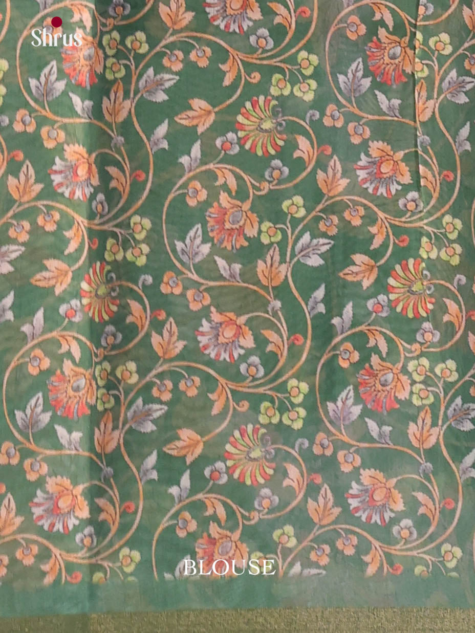 Pink & Green - Linen Cotton Saree - Shop on Shrus.com