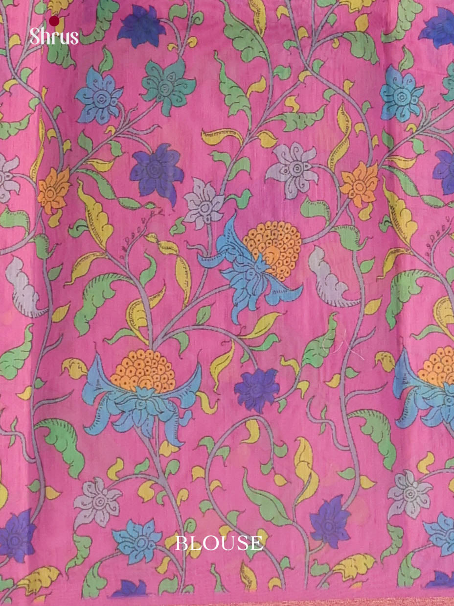 Orange & pink - Linen Cotton Saree