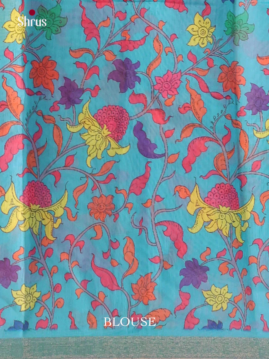 Pink & Blue - Linen Cotton Saree