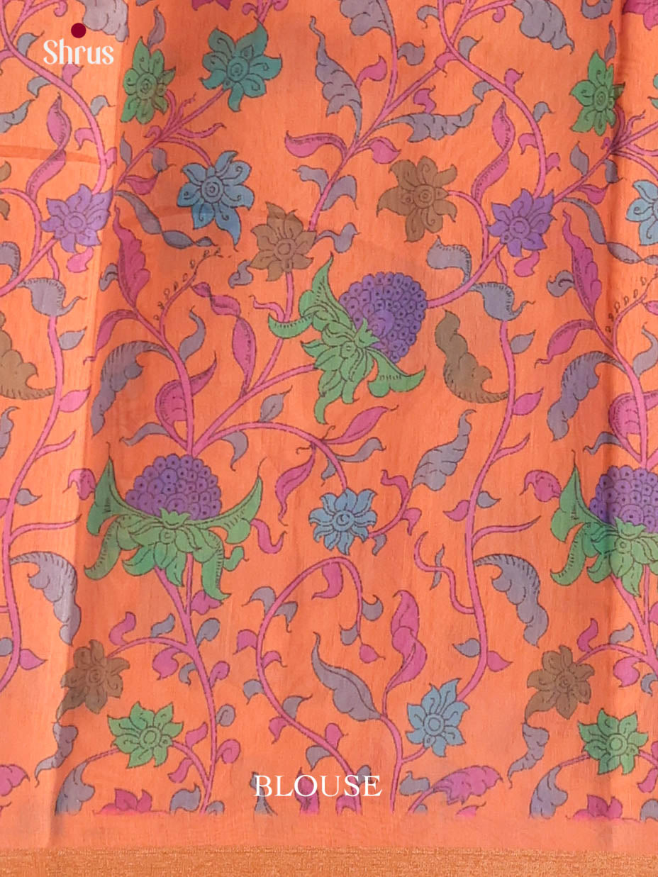 Purple & Orange - Linen Cotton Saree