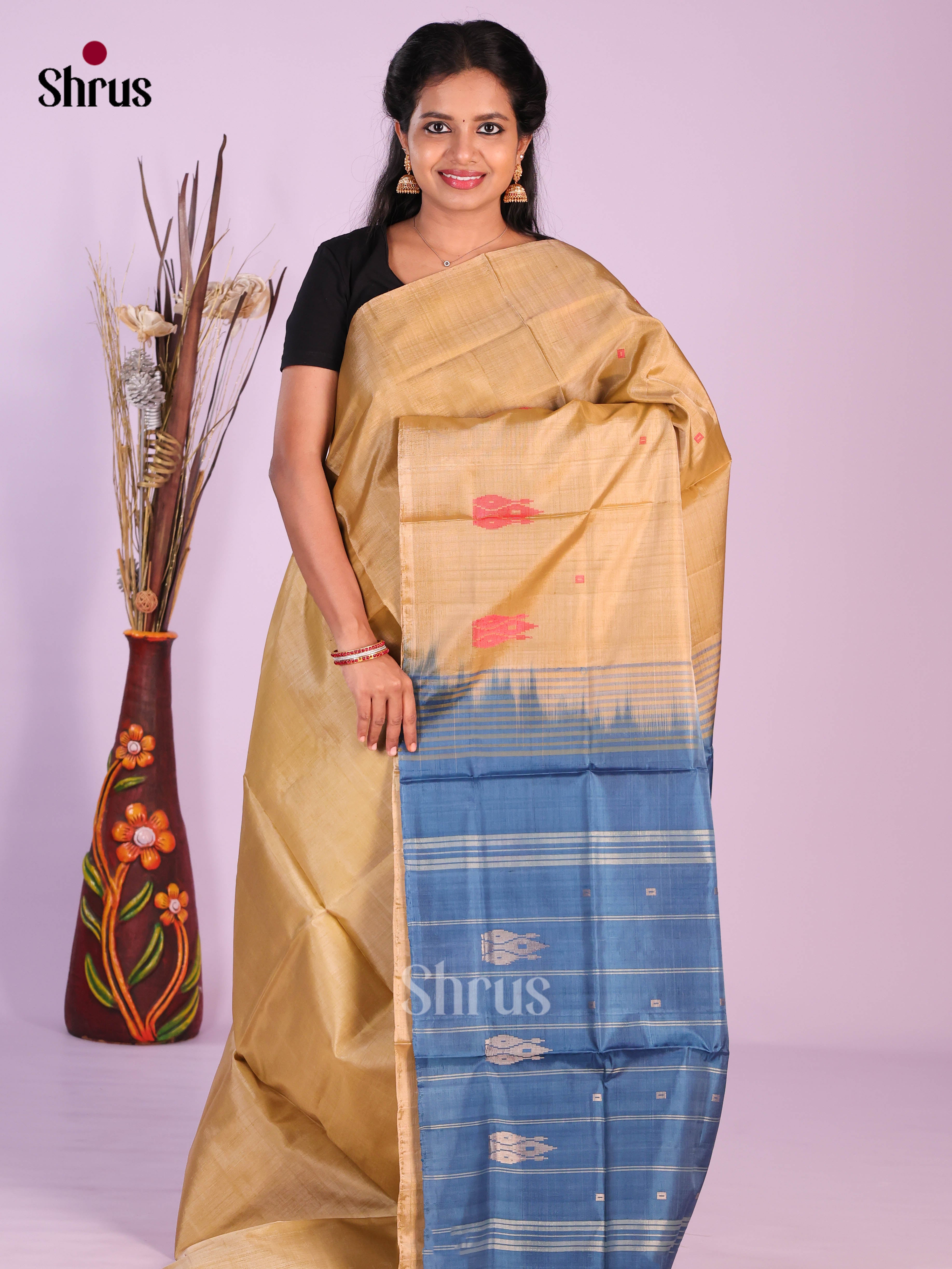 DJS07021 - Banana Pith without blouse Saree - Shop on Shrus.com