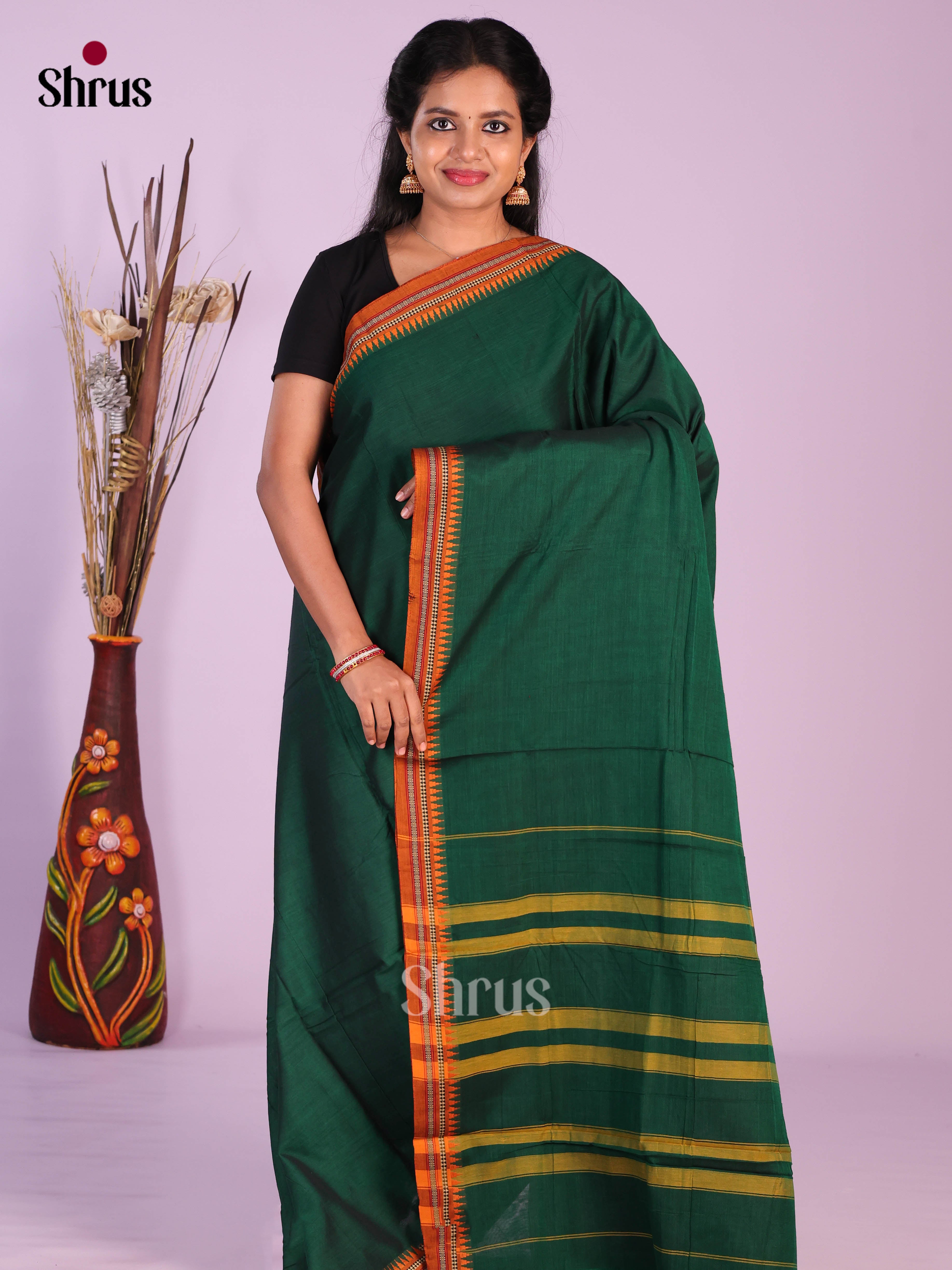 Green & Mustard- Narayanpet Cotton Saree