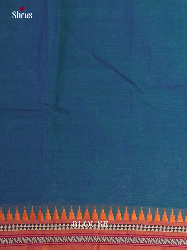 Peacock Blue & Brick- Narayanpet Cotton Saree