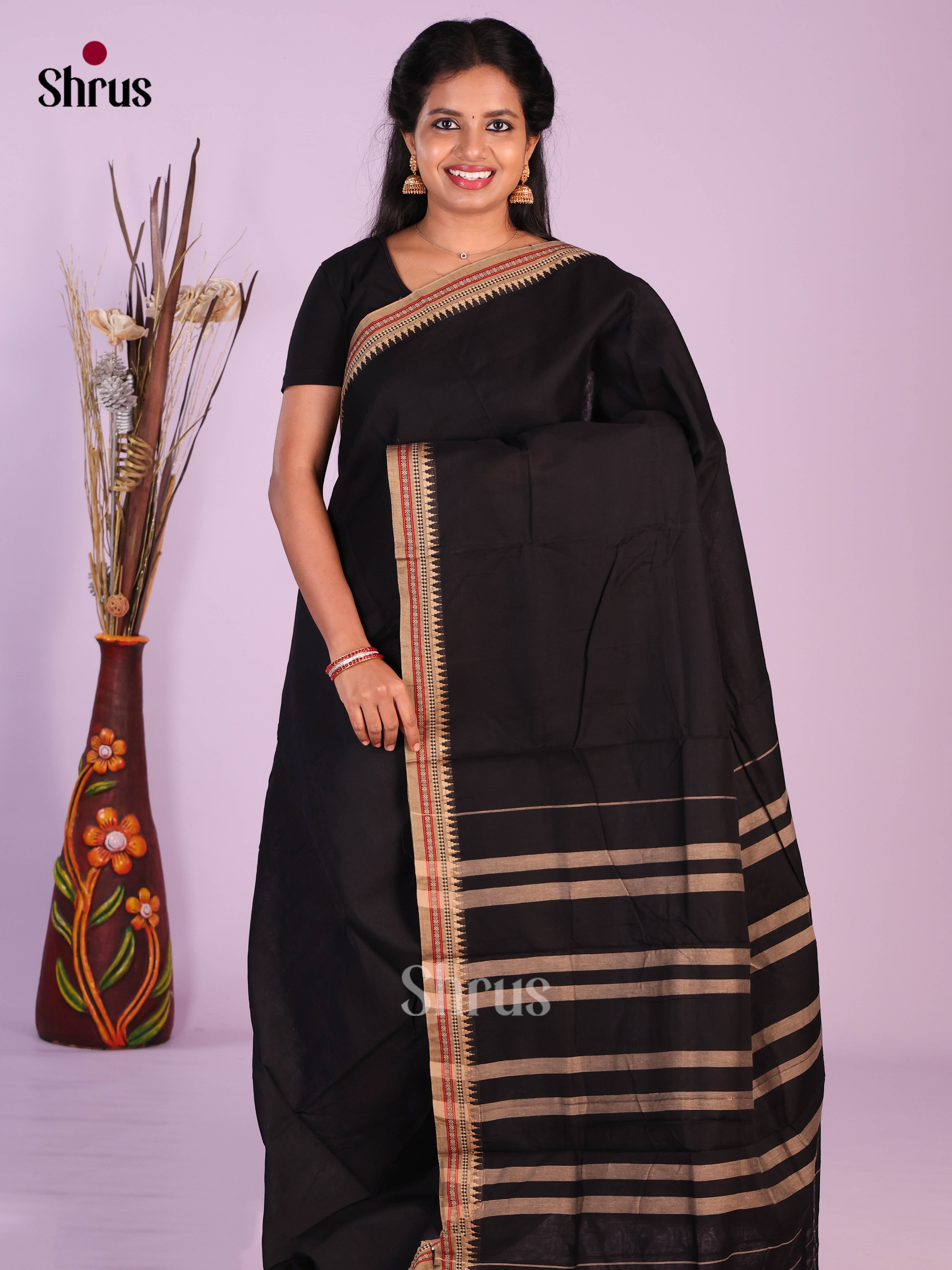 Black - Narayanpet Cotton Saree