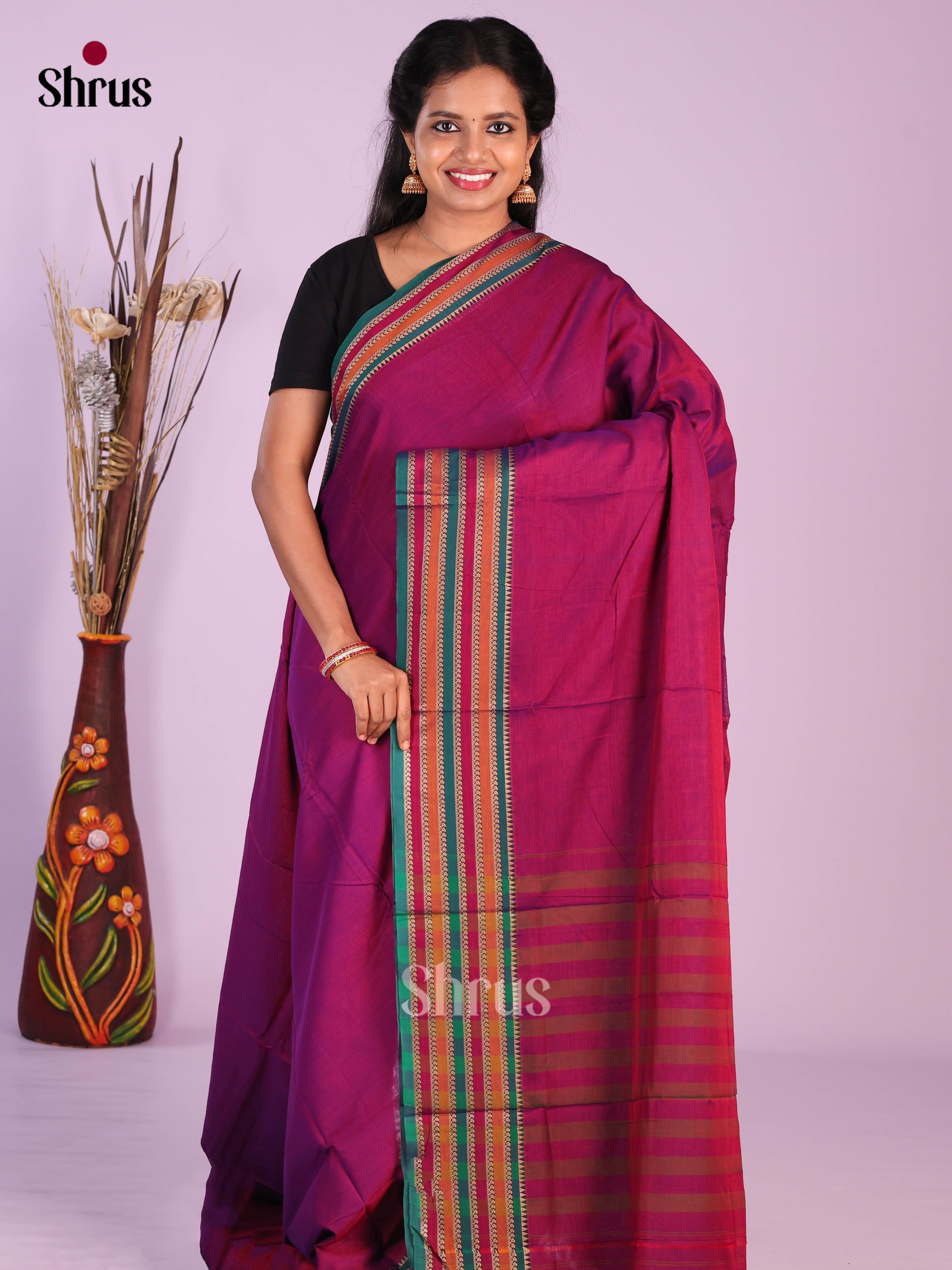 Purple & Green - Narayanpet Cotton Saree