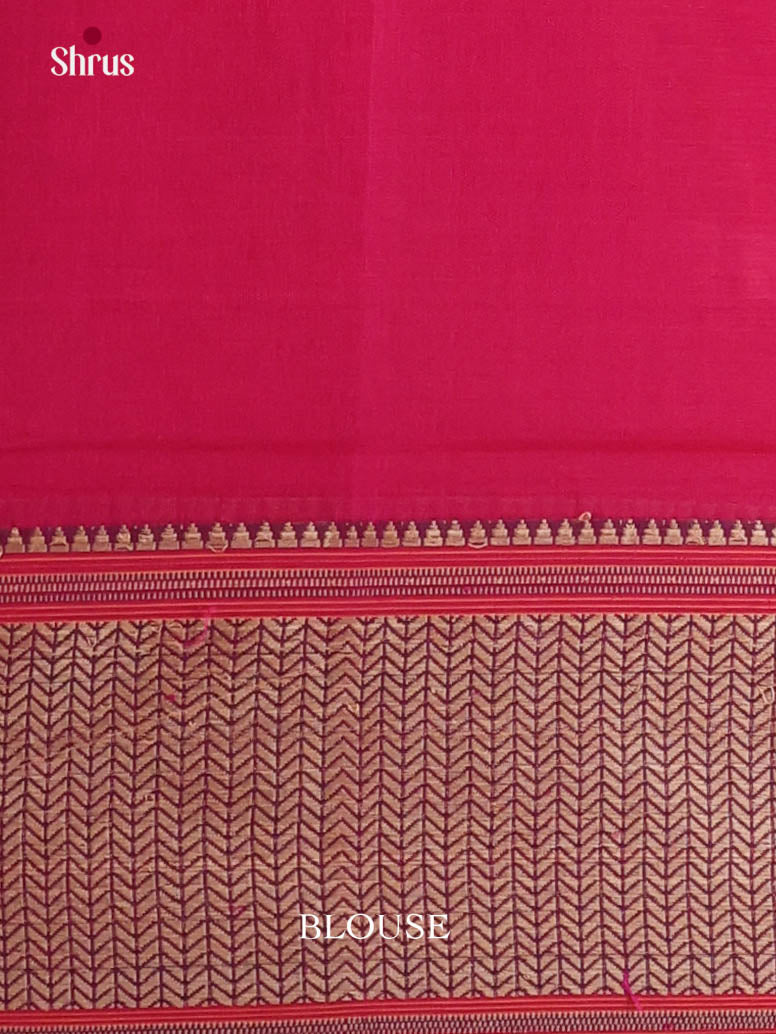 Reddish Pink & Green - Narayanpet Cotton Saree