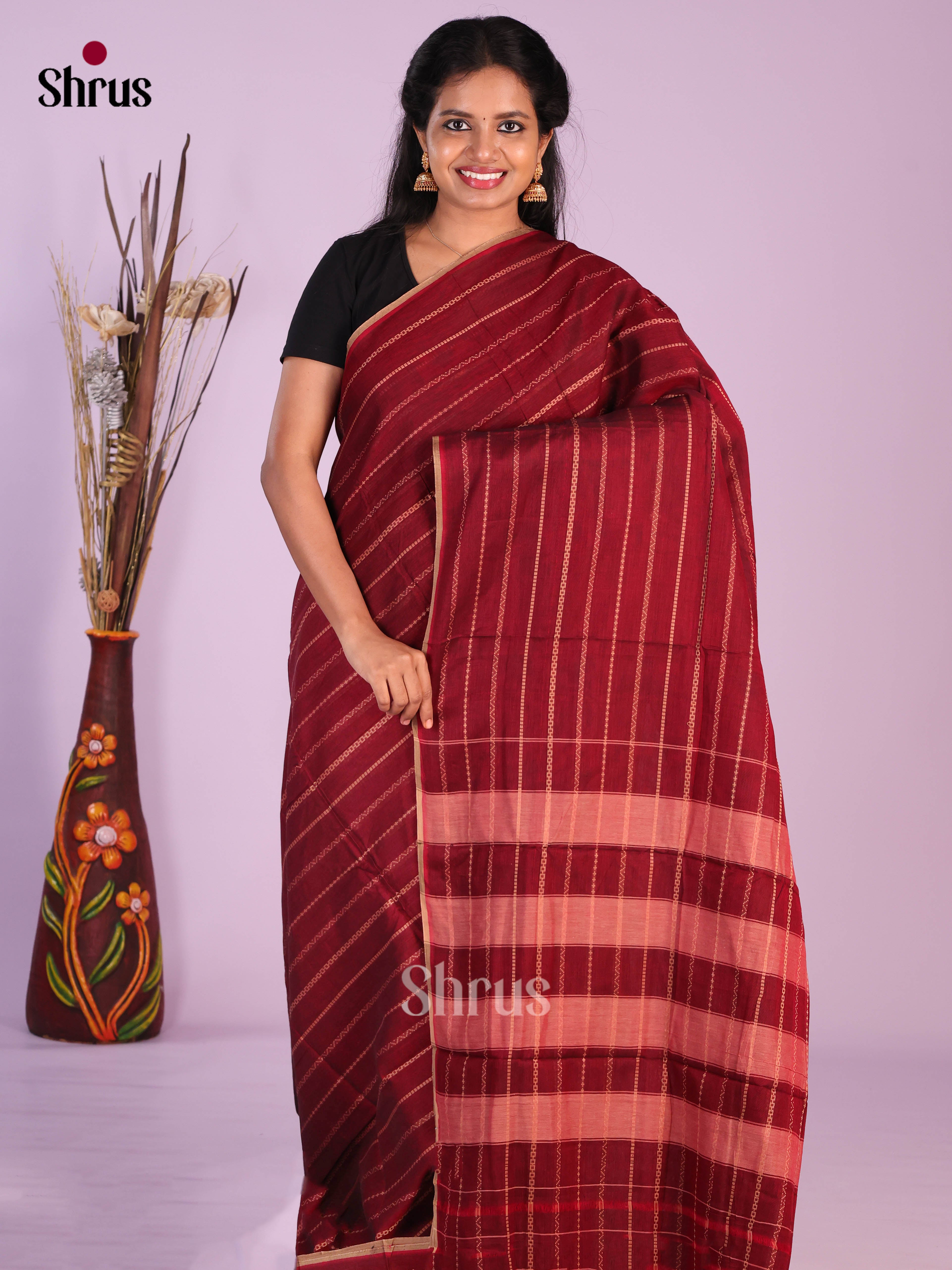 Maroon - Narayanpet Cotton Saree