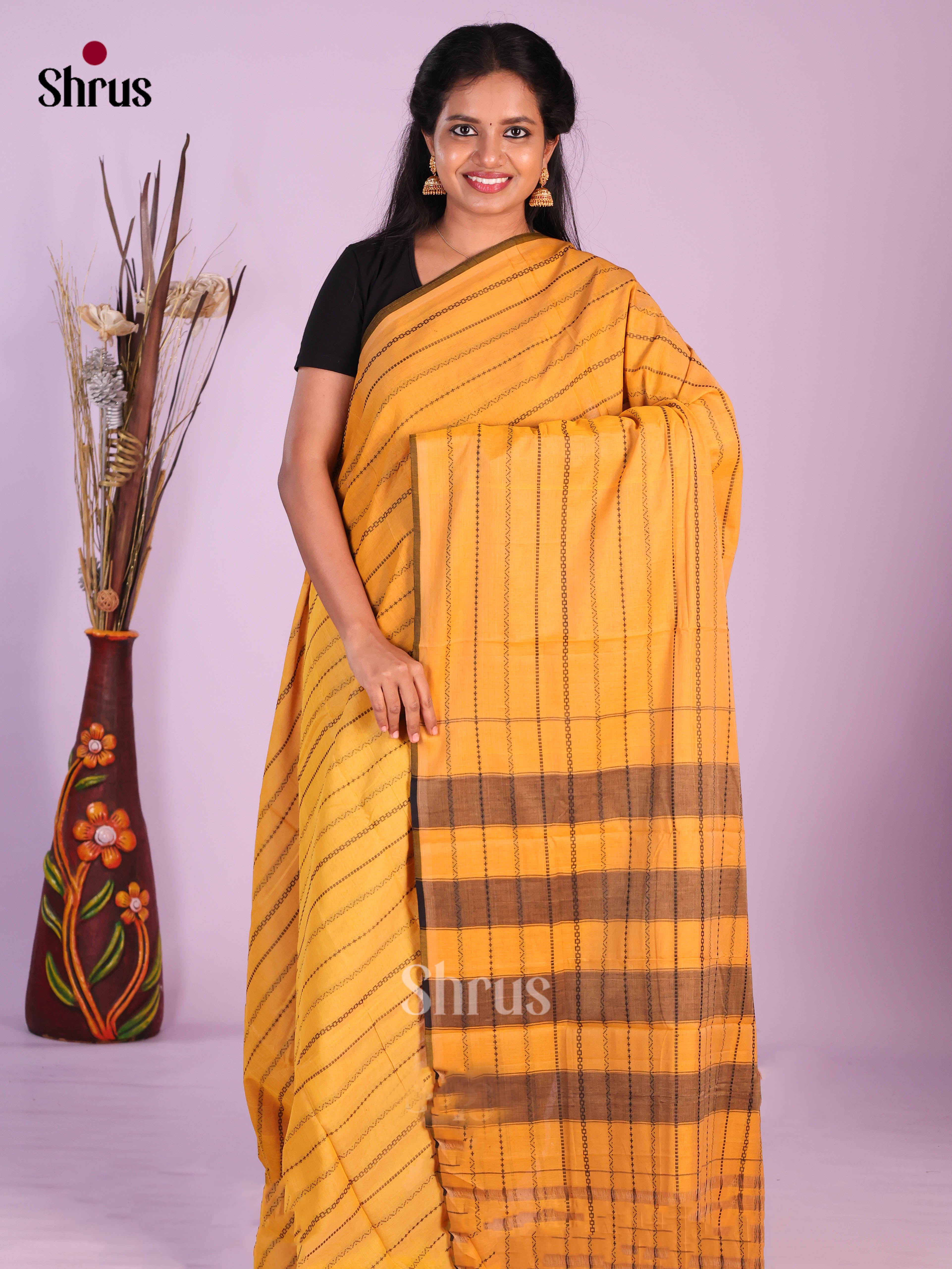 Mustard & Green - Narayanpet Cotton Saree