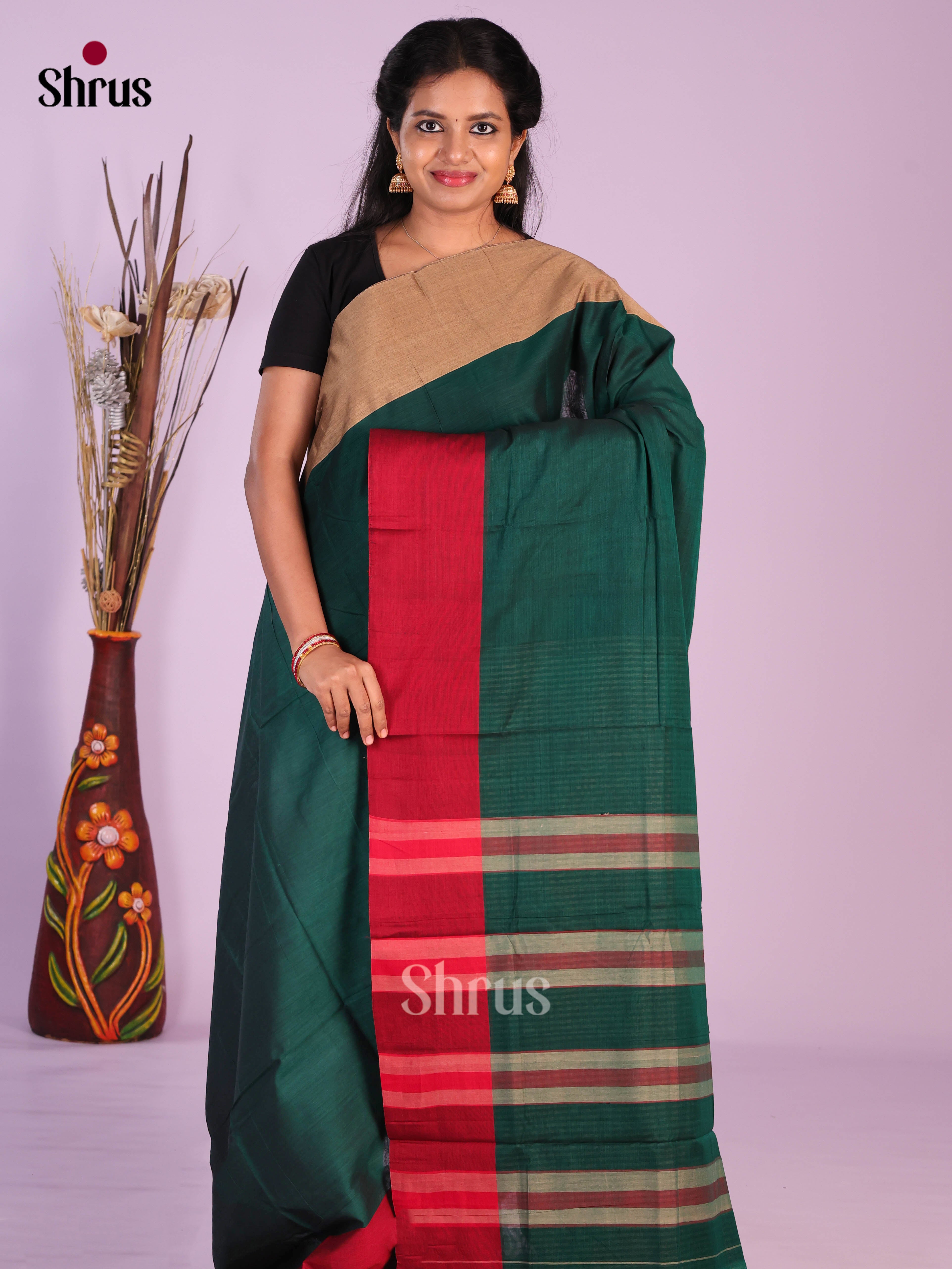Green & Red - Narayanpet Cotton Saree