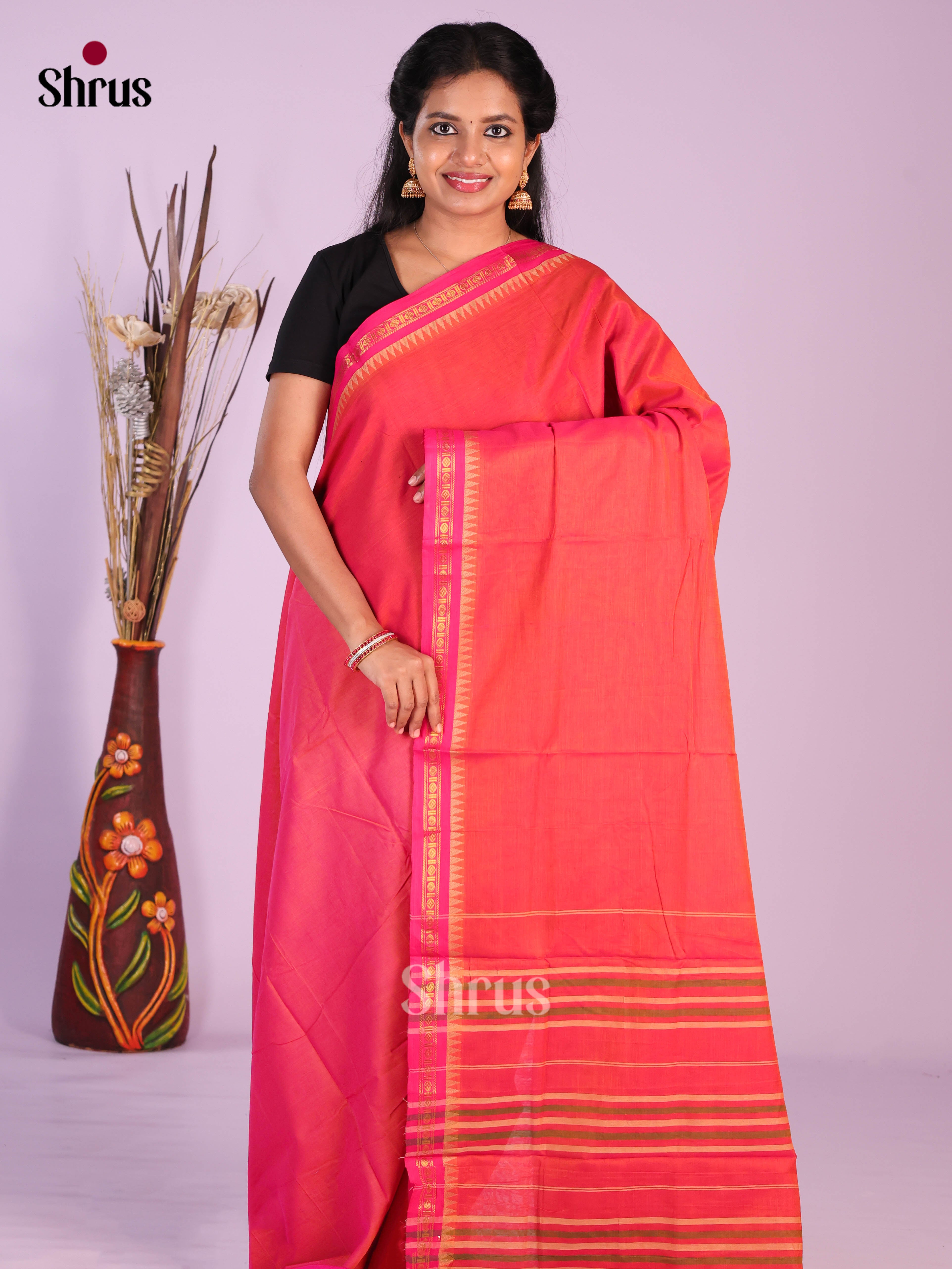 Orange & Pink - Narayanpet Cotton Saree