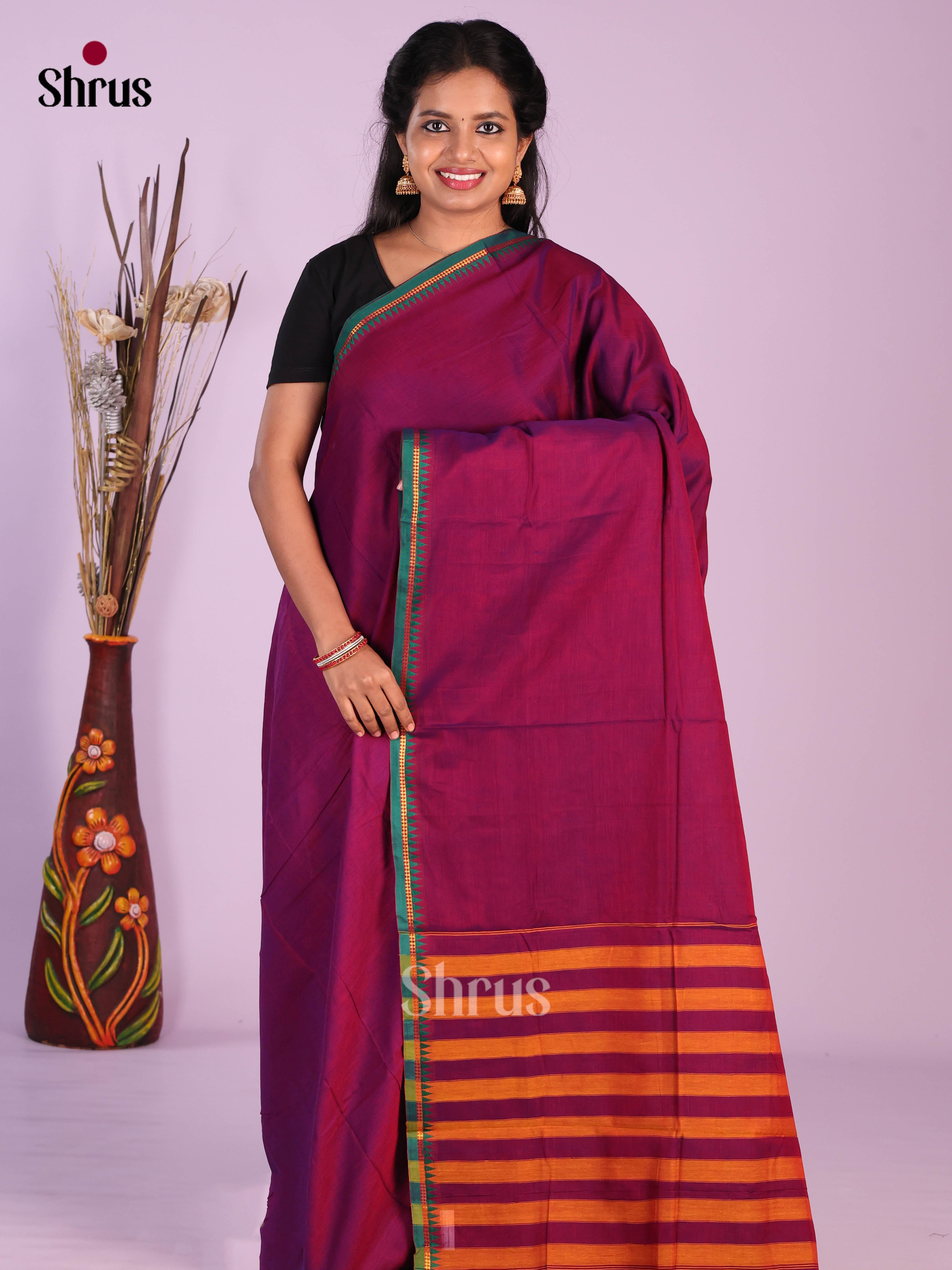Purple & Green- Narayanpet Cotton Saree