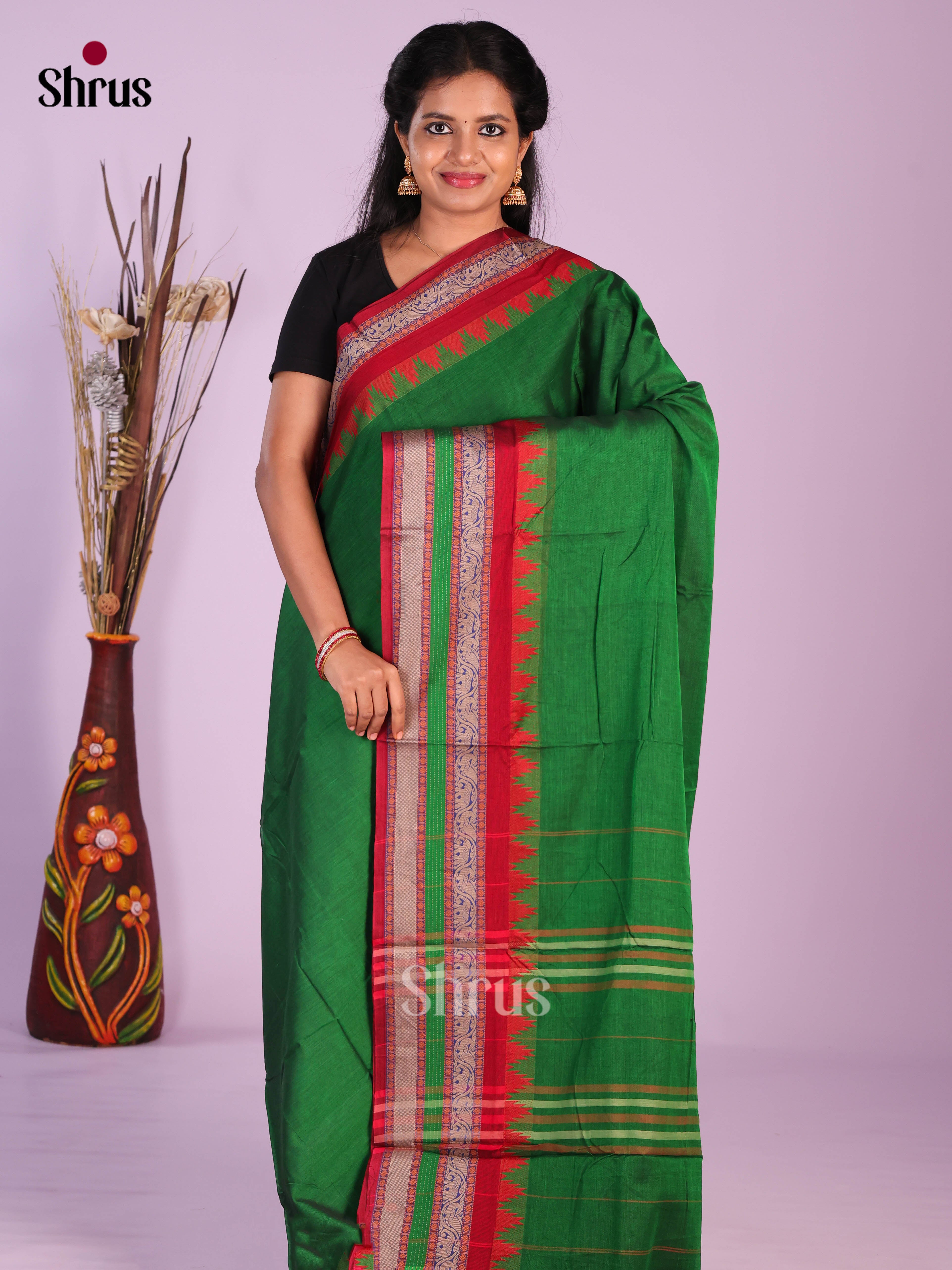Green & Red- Narayanpet Cotton Saree
