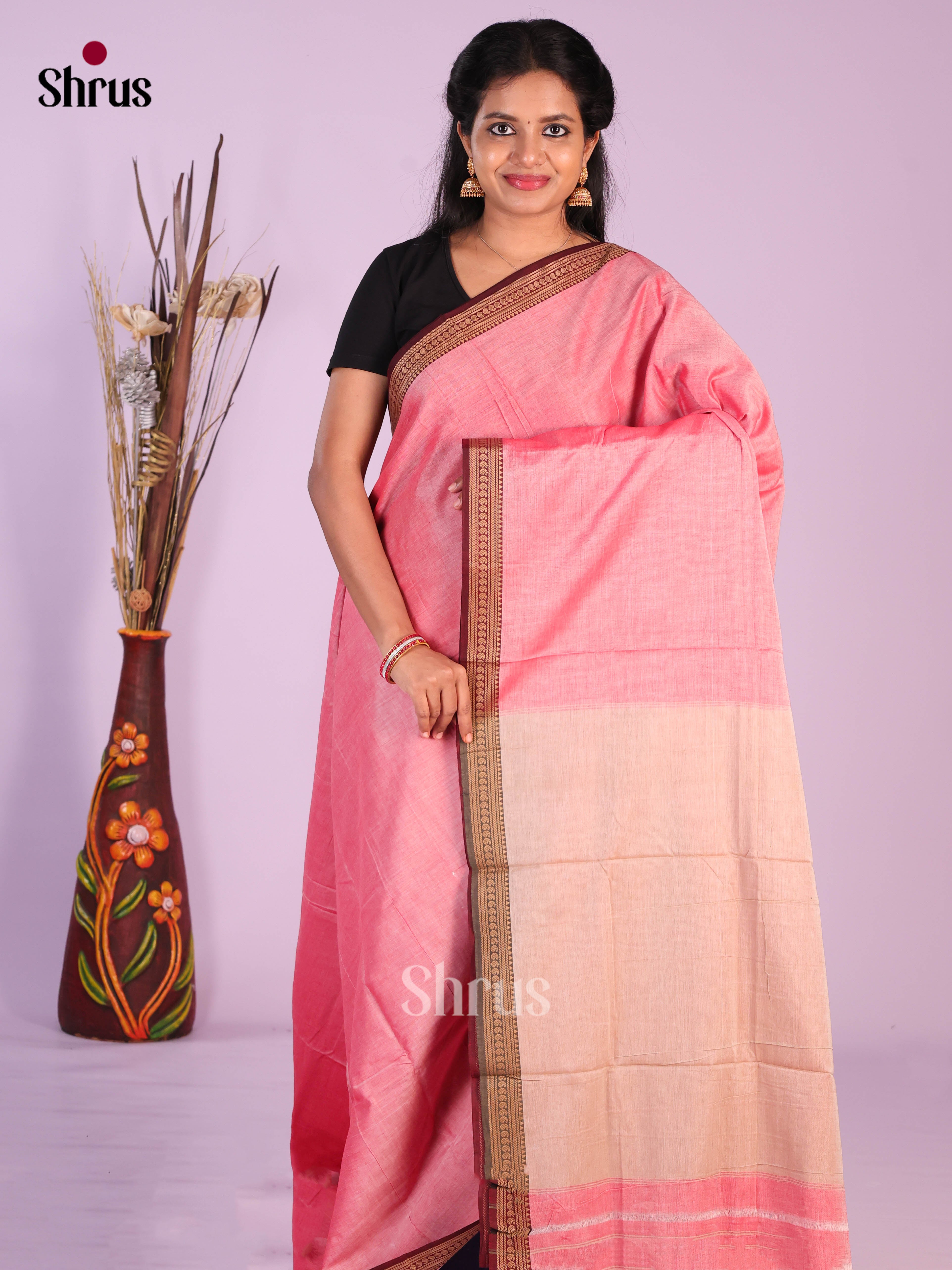 Pink & Maroon- Narayanpet Cotton Saree