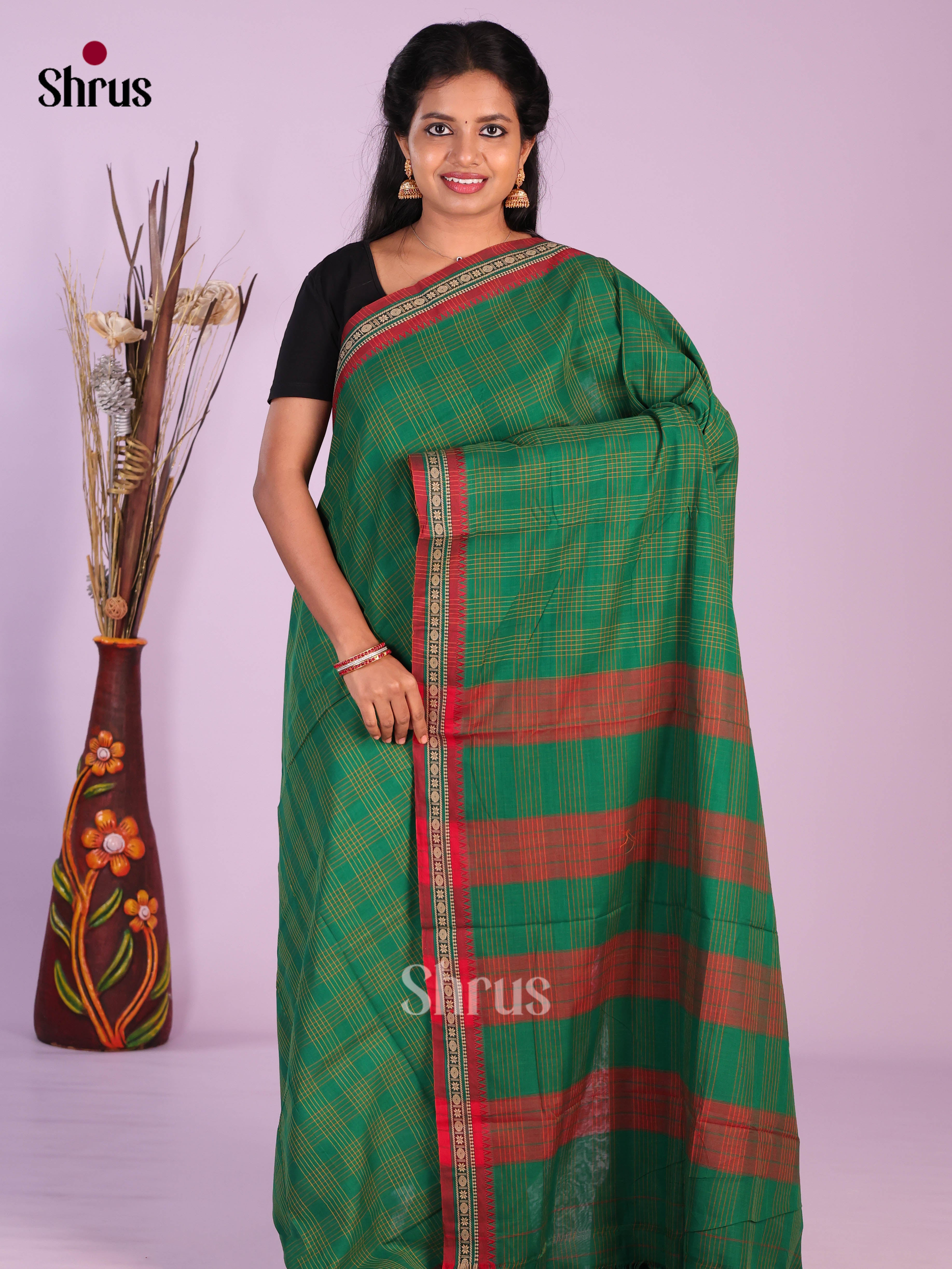 Green & Red - Narayanpet Cotton Saree