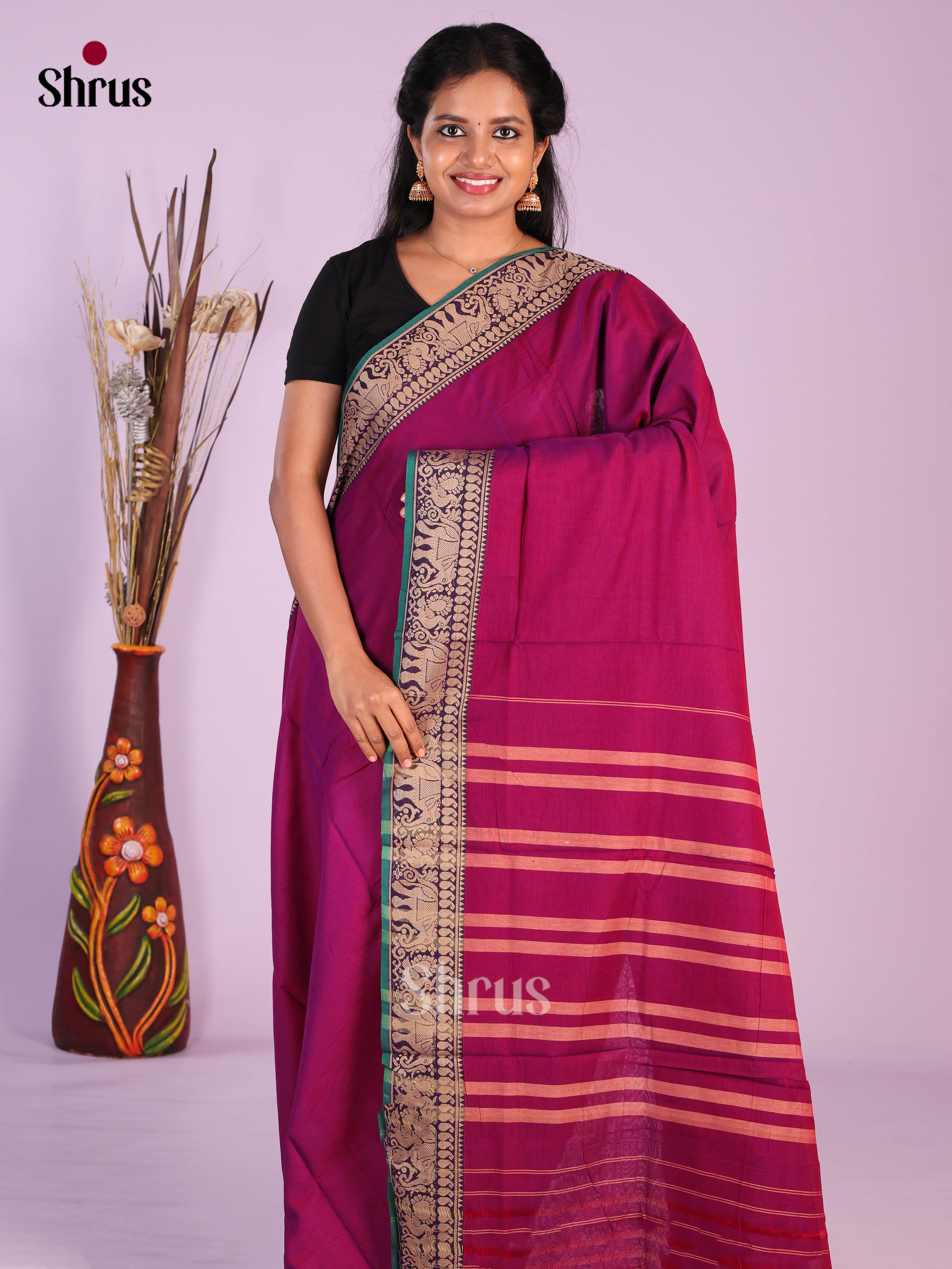 Purple & Green - Narayanpet Cotton Saree