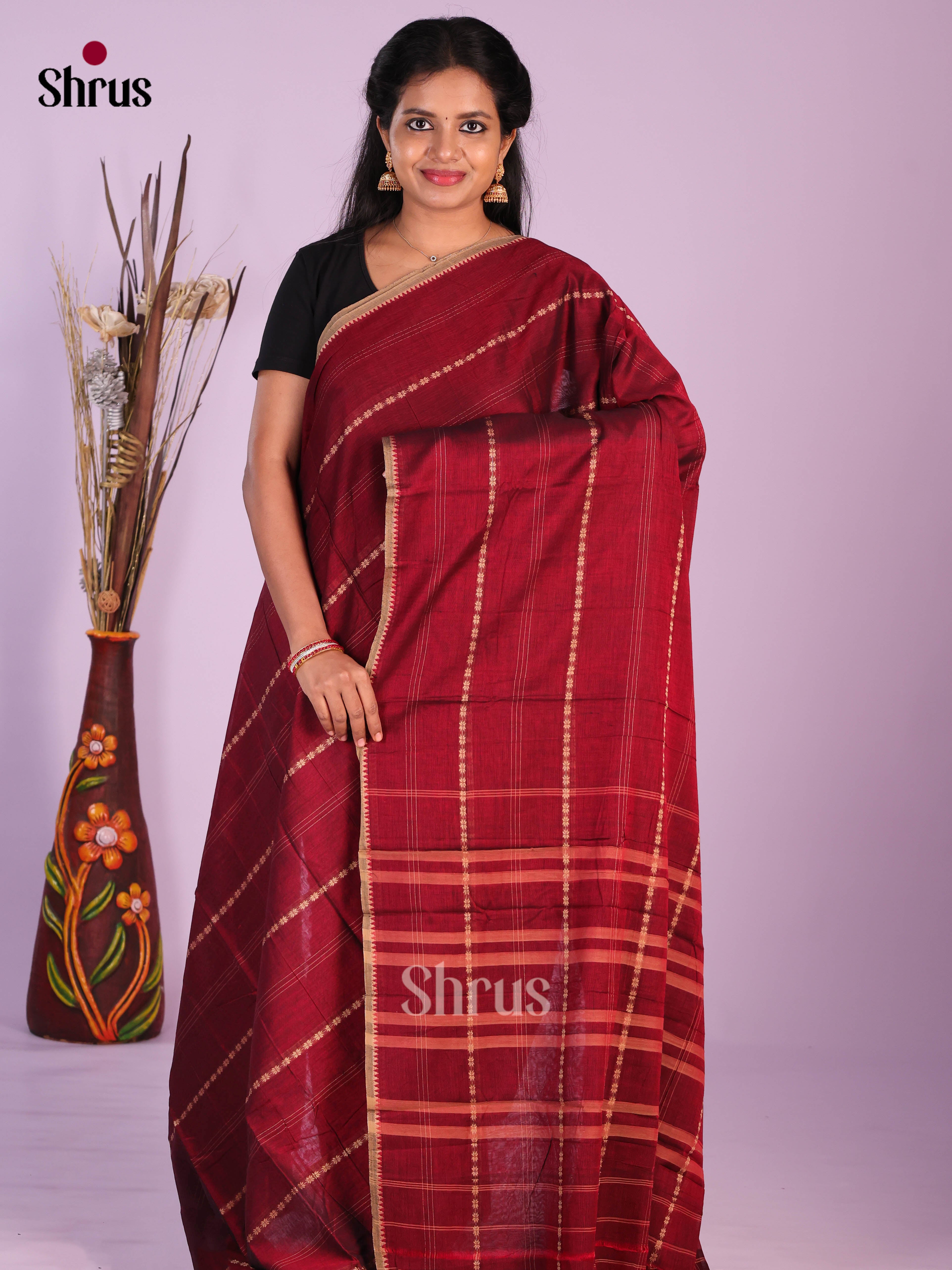 Maroon - Narayanpet Cotton Saree