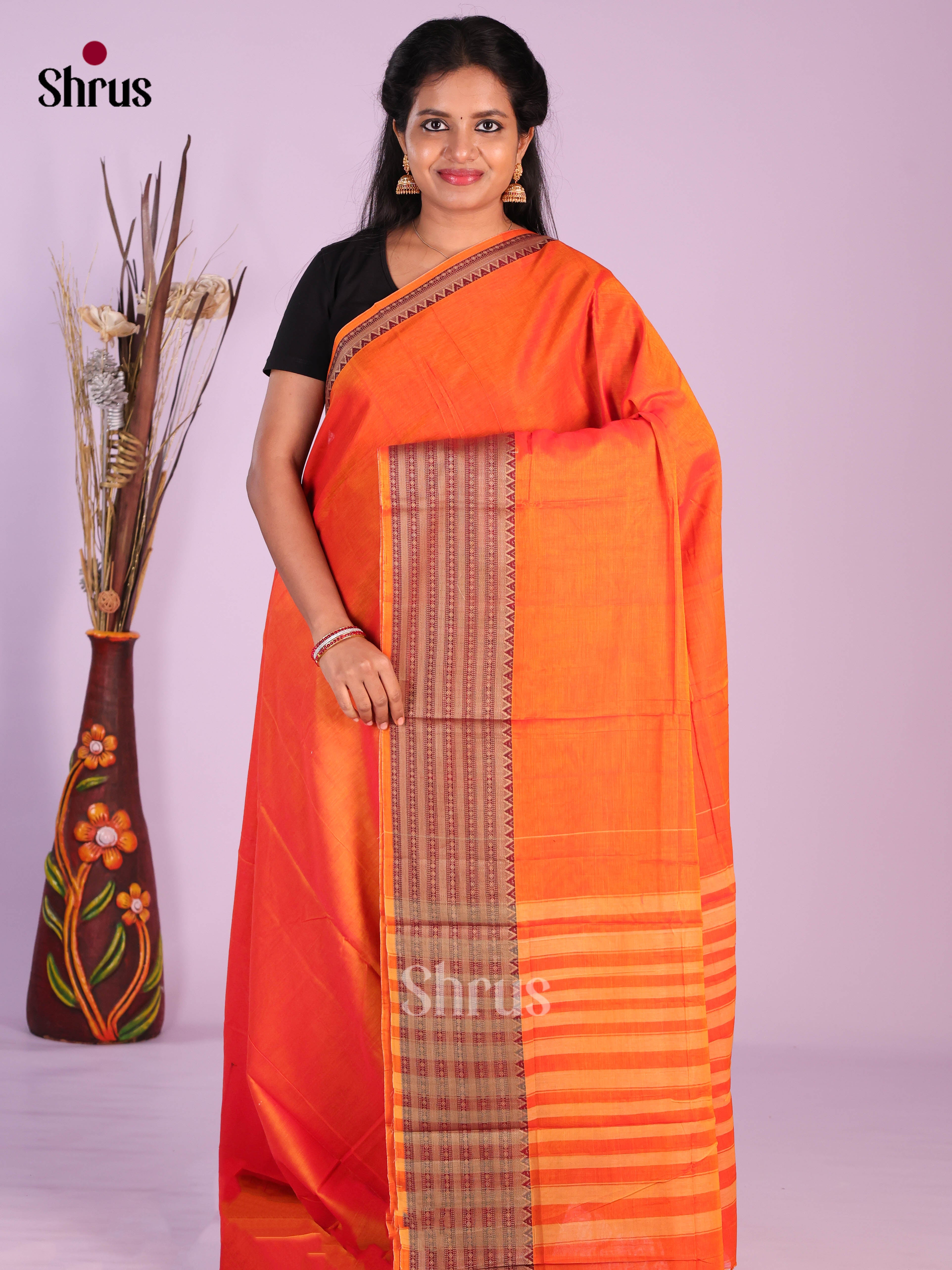 Orange - Narayanpet Cotton Saree