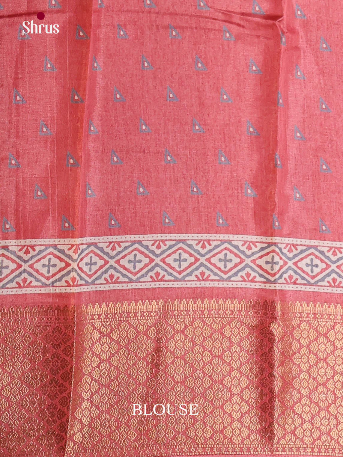 Orangish Pink - Semi Crepe Saree